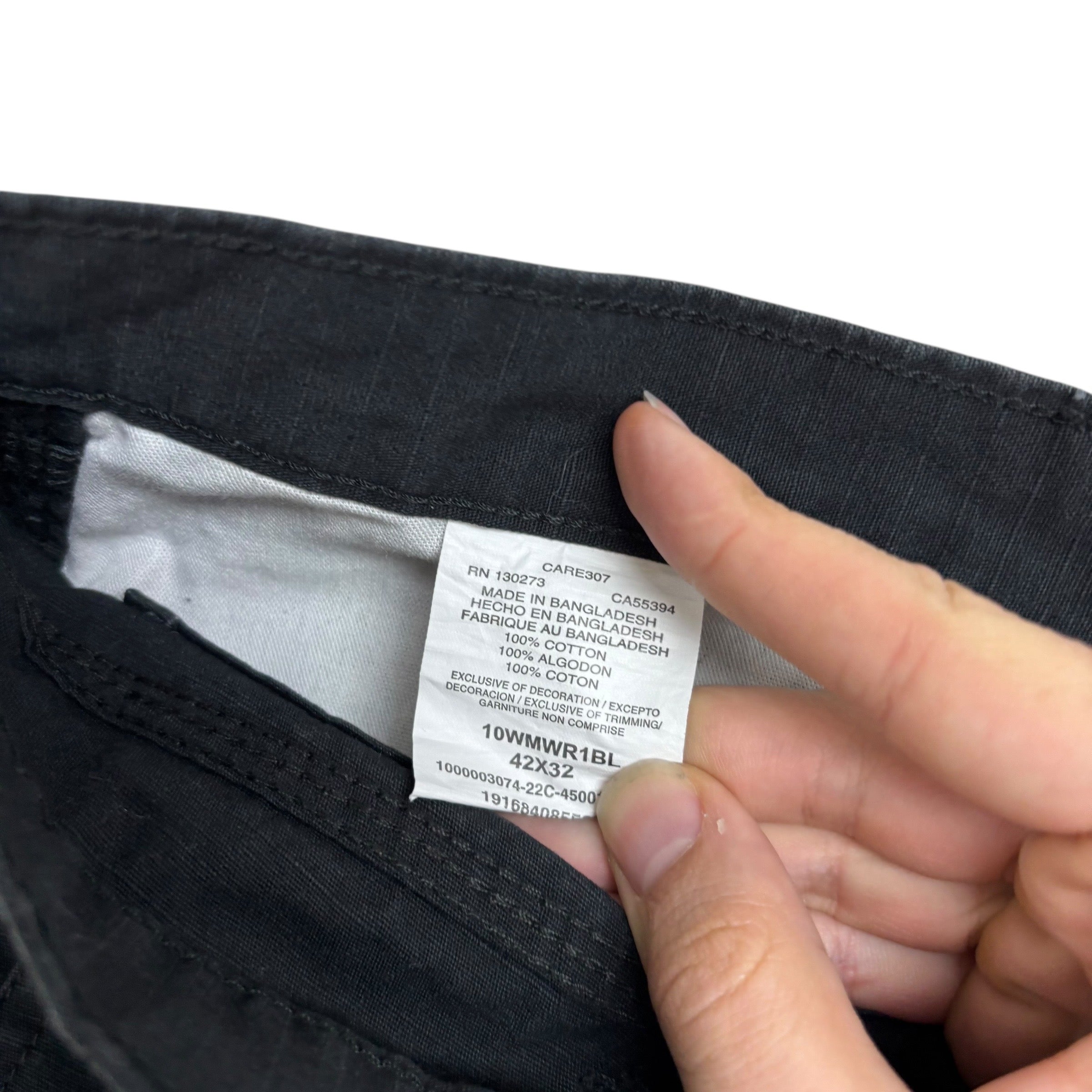 Wrangler Cargo Pants W42 L32 Mens Black Relaxed Straight Fit Trousers