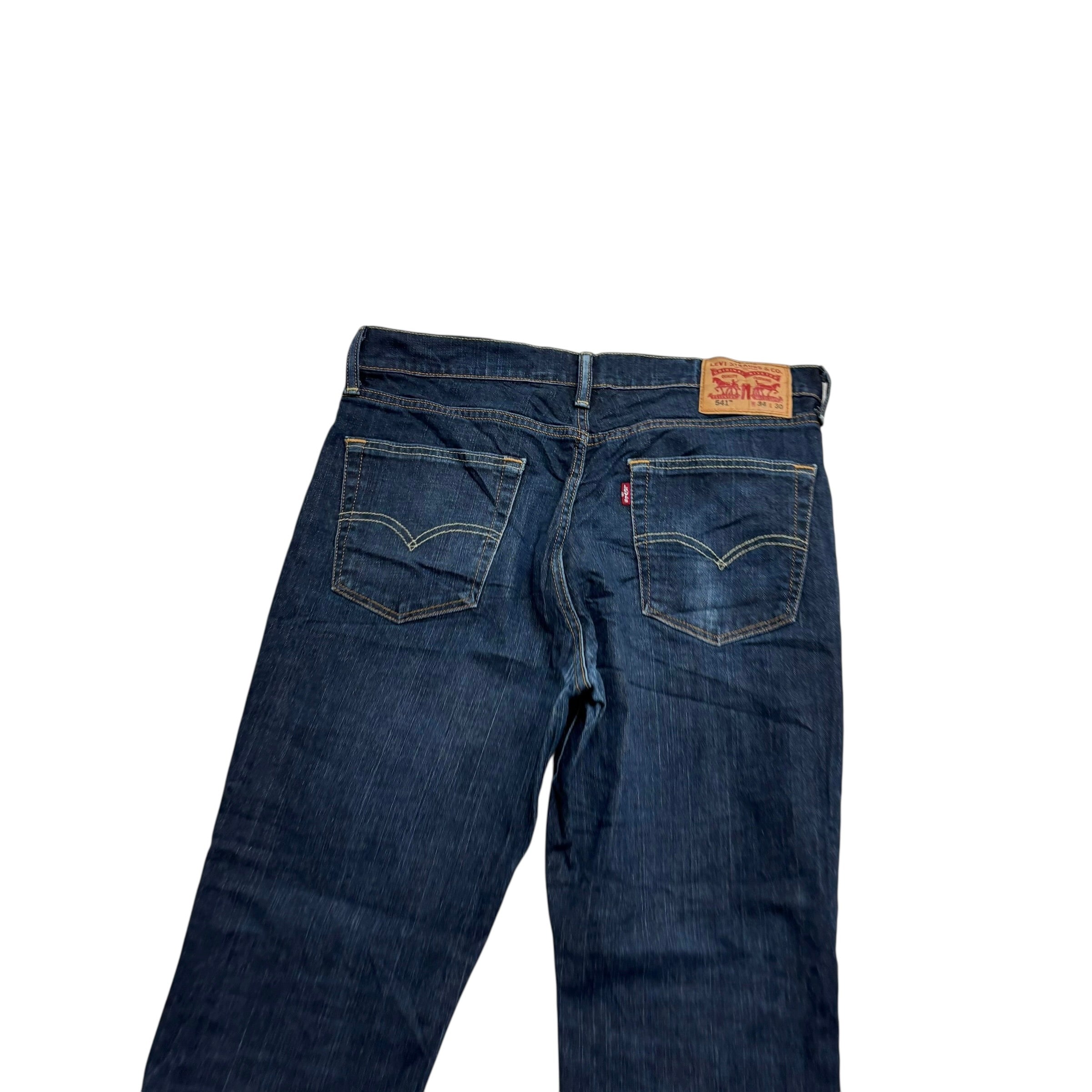 Levis 541 Jeans W33 L29 Mens Dark Blue Athletic Tapered Fit Stretch Denim