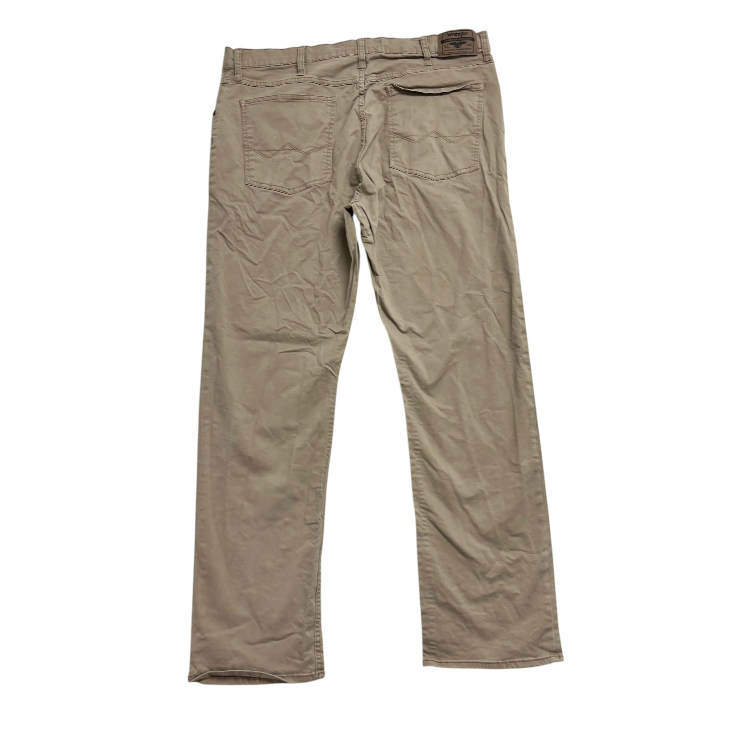 Wrangler Trousers W36 L30 Mens Tan Regular Straight Fit Stretch Cotton Pants (E)