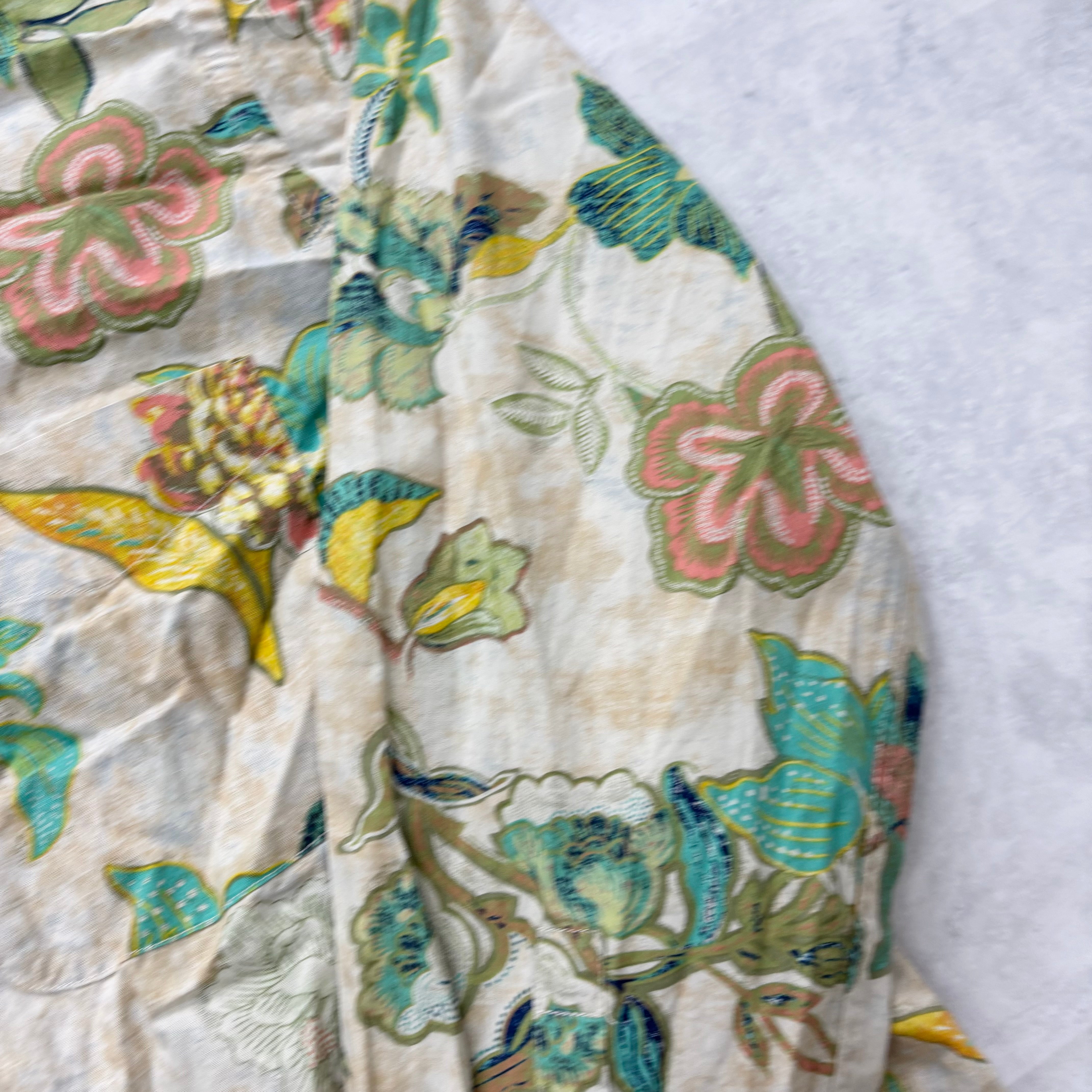 Vintage Hawaiian Shirt Mens XL Floral Aloha Long Sleeve Cotton (E)