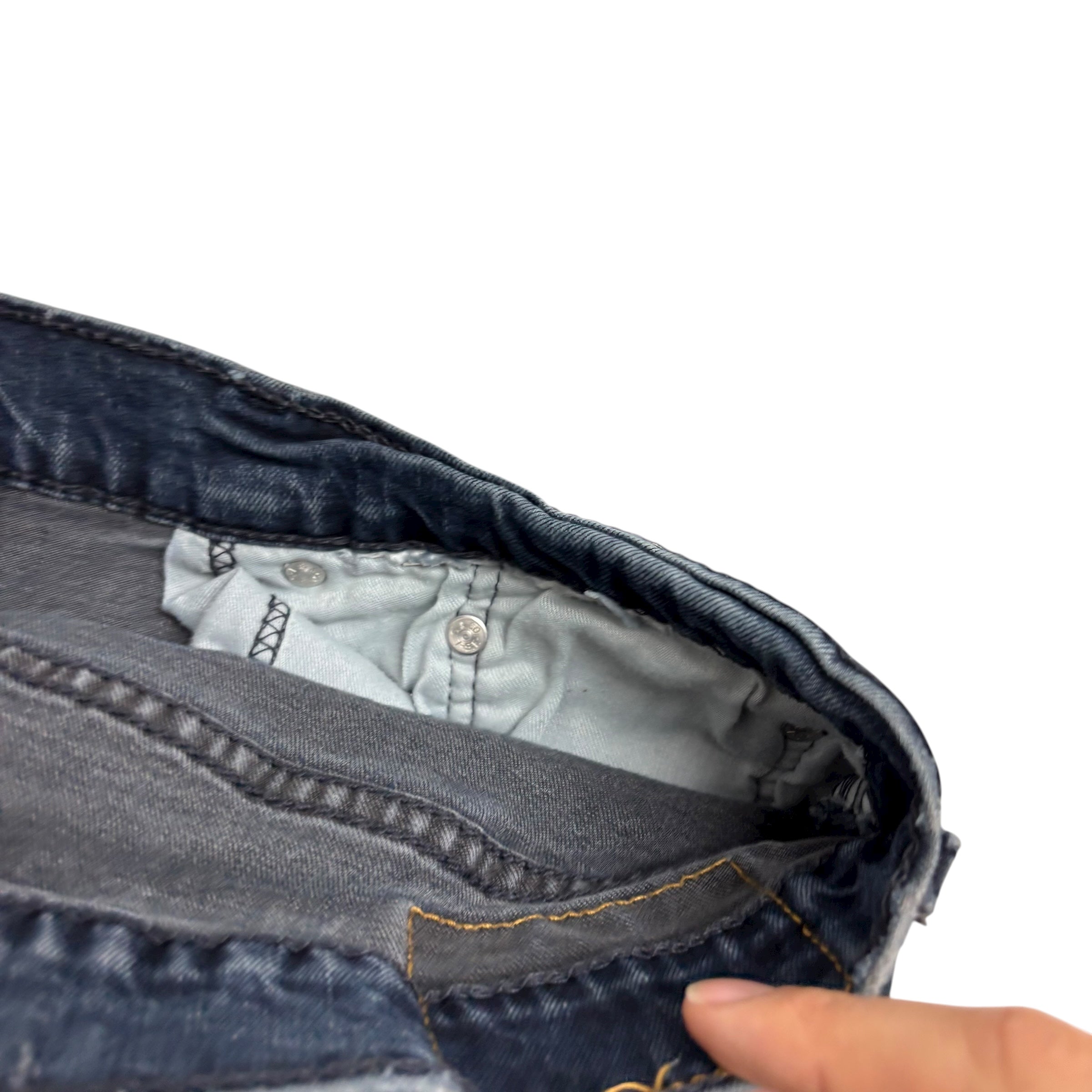 Levis 514 Jeans W34 L31 Mens Navy Blue Regular Straight Fit Stretch Denim