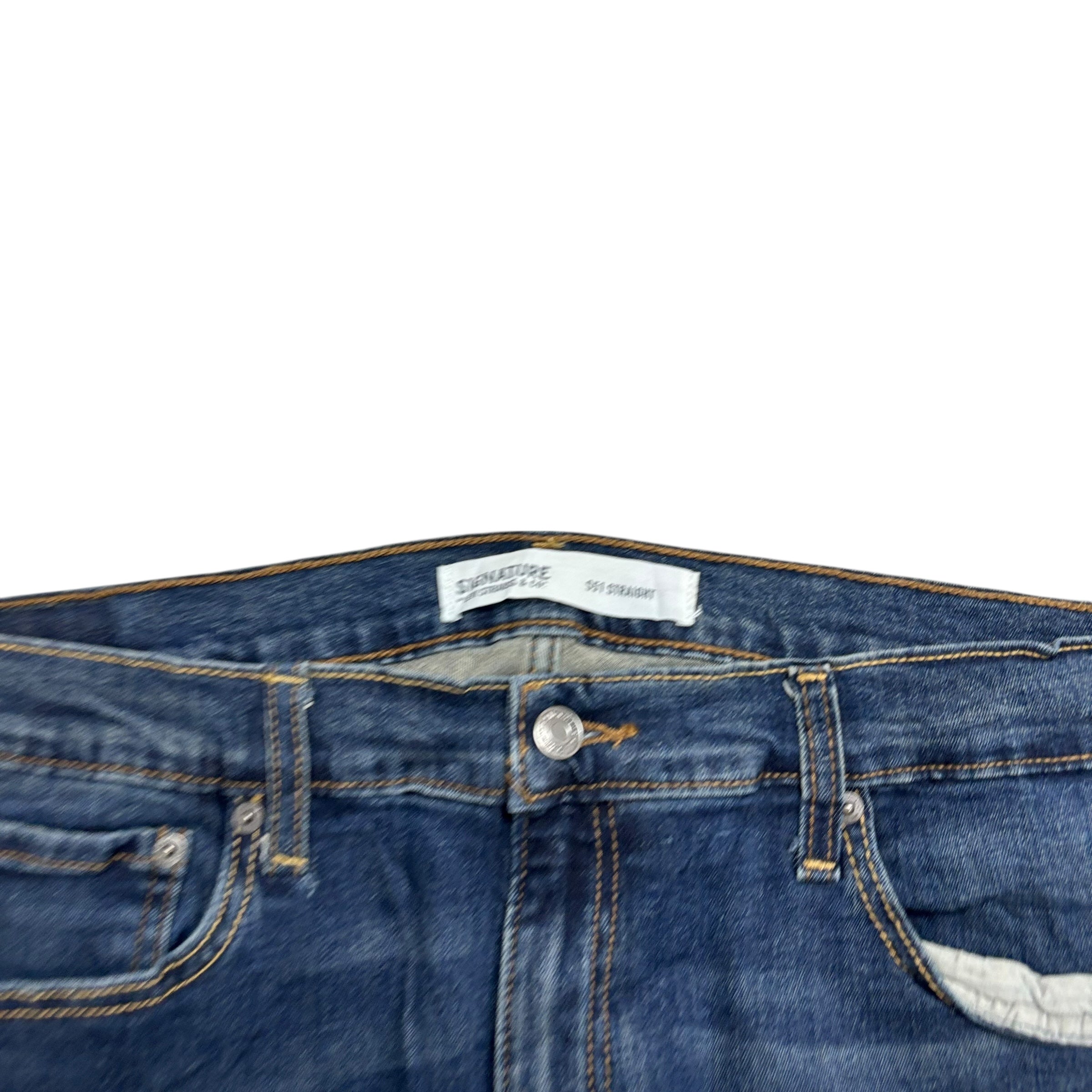 Levis Signature Jeans W36 L30 Mens Dark Blue Regular Straight Stretch Denim (E)
