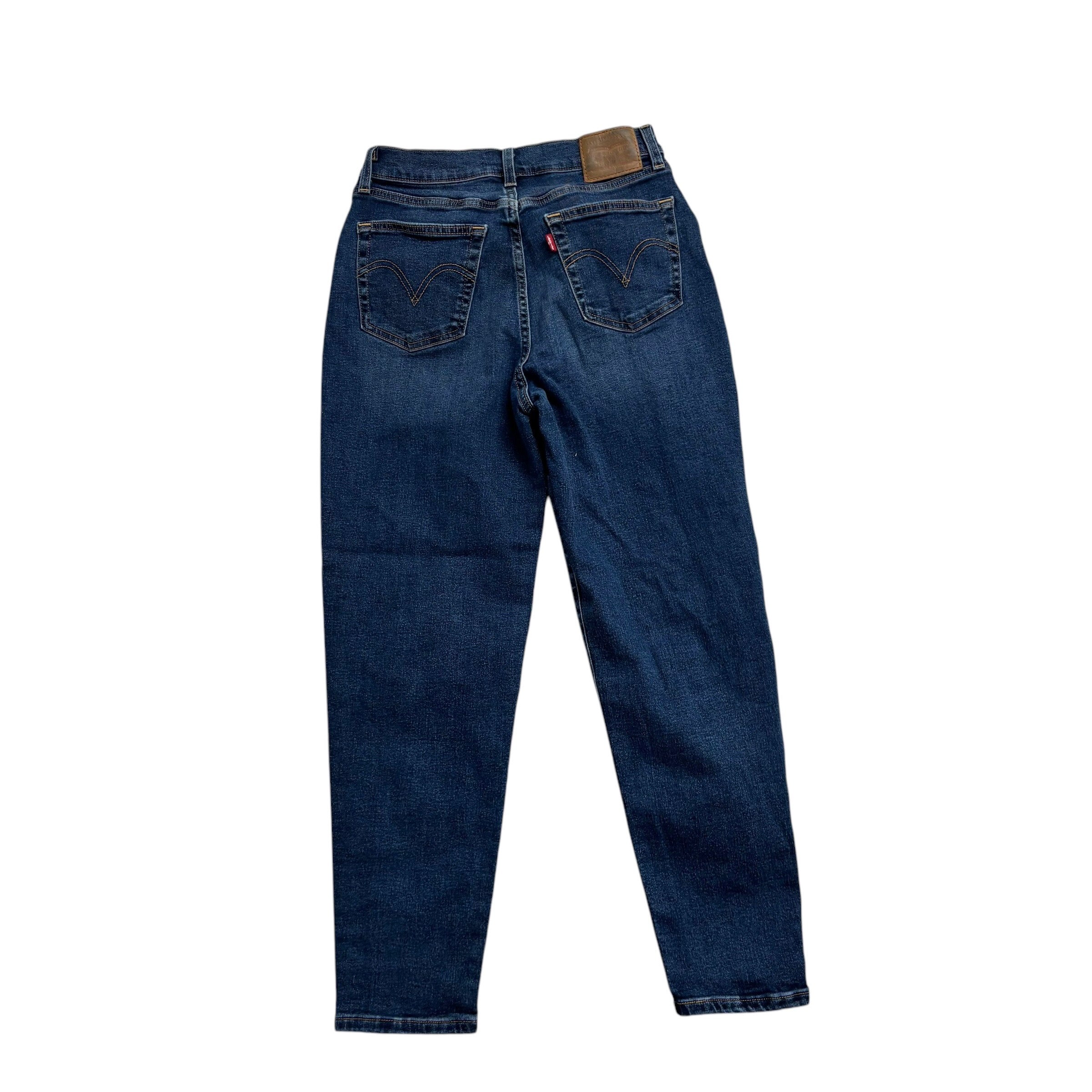 Levis Boyfriend Jeans W27 L27 Womens Mid Blue High Rise Distressed Stretch Denim