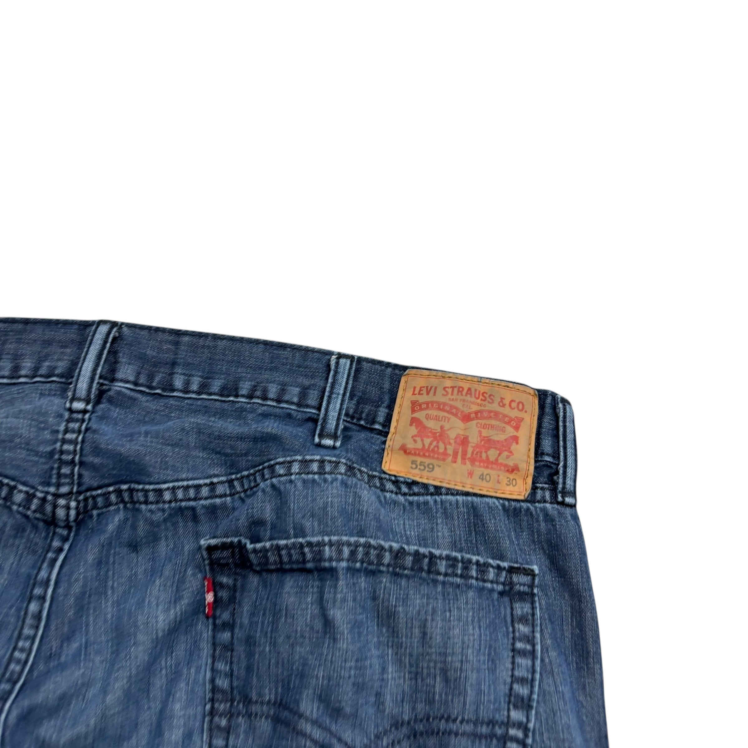 Levis 559 Jeans W40 L30 Mens Navy Blue Baggy Relaxed Straight Fit Denim (F)