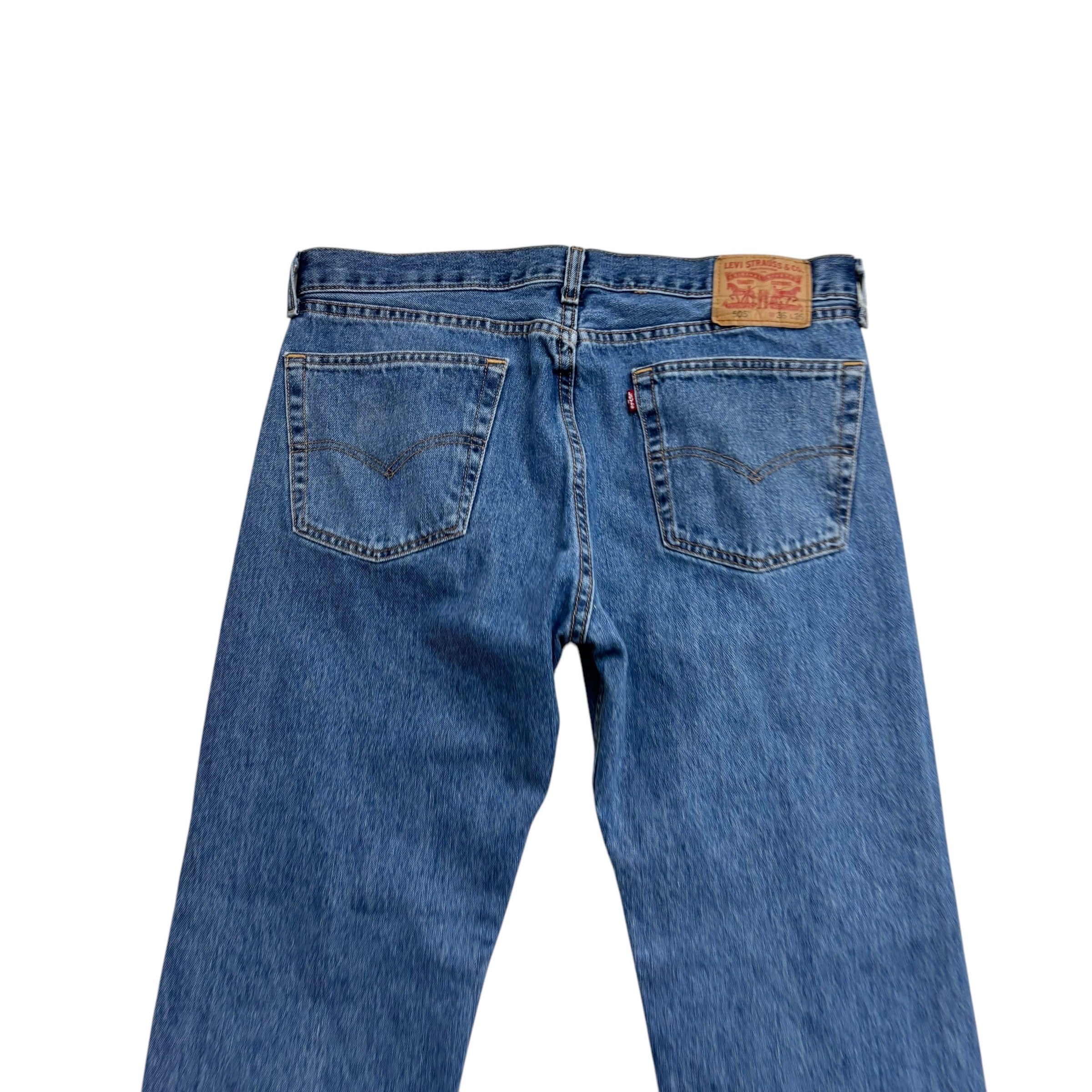 Levis 505 Jeans W36 L29 Mens Mid Blue Regular Straight Fit Denim