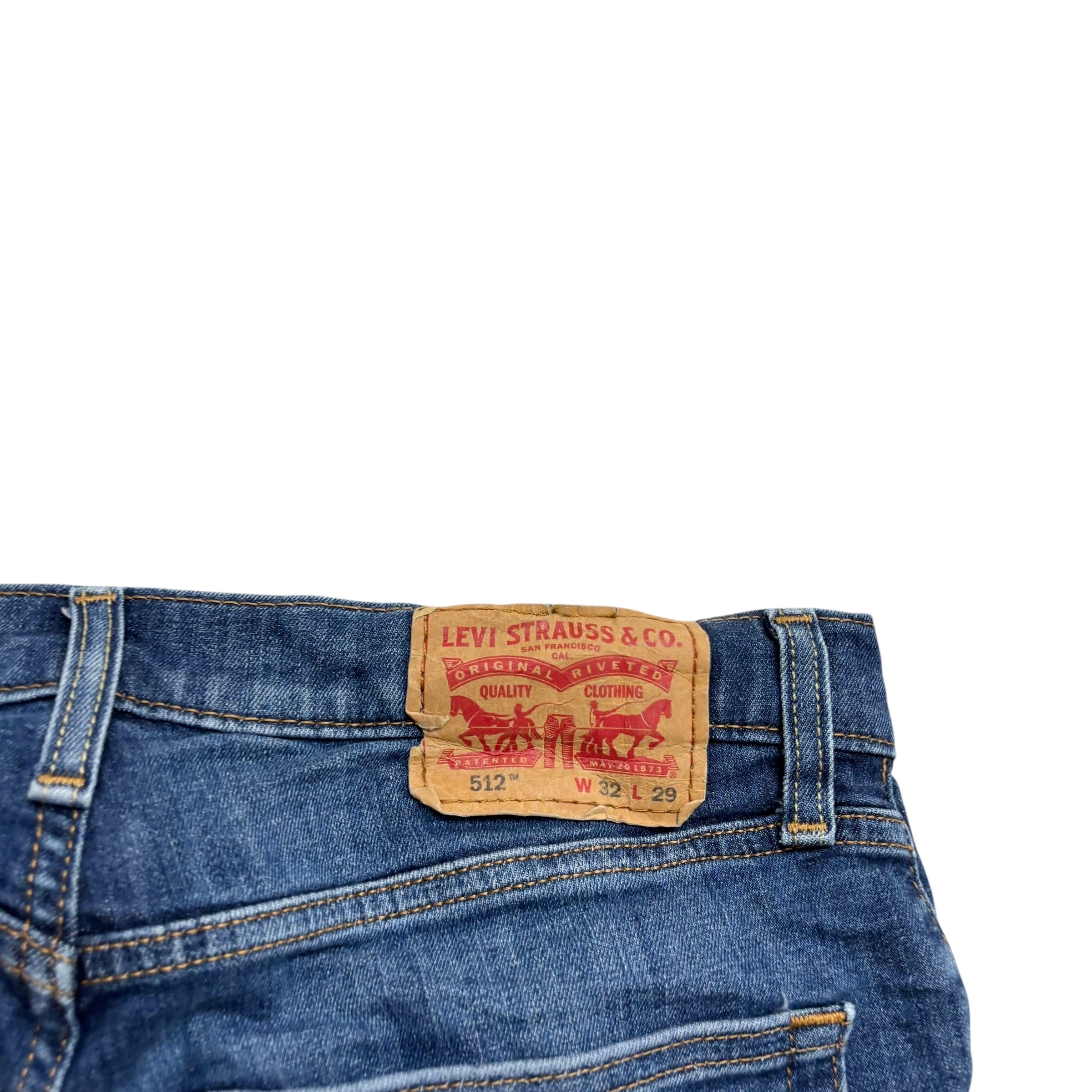 Levis 512 Jeans W32 L27 Mens Mid Blue Slim Tapered Fit Stretch Denim (E)