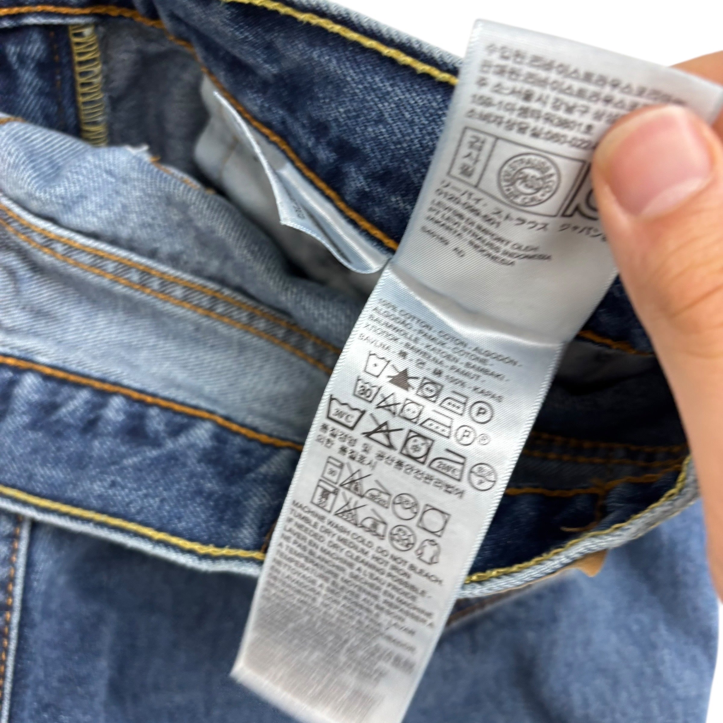 Levis 505 Jeans W33 L34 Mens Mid Blue Regular Straight Fit Denim (F)