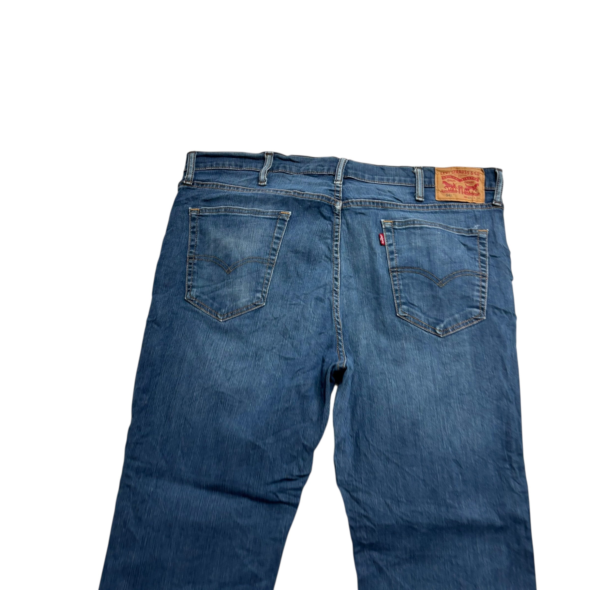 Levis 541 Jeans W40 L29 Mens Dark Blue Athletic Tapered Fit Stretch Denim (E)