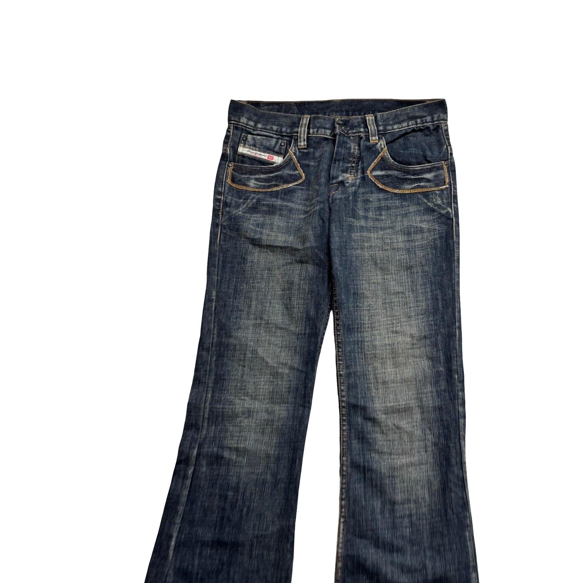 Diesel Jeans W32 L36 Mens Dark Blue Flare Bootcut Fit Vintage Y2K (E)