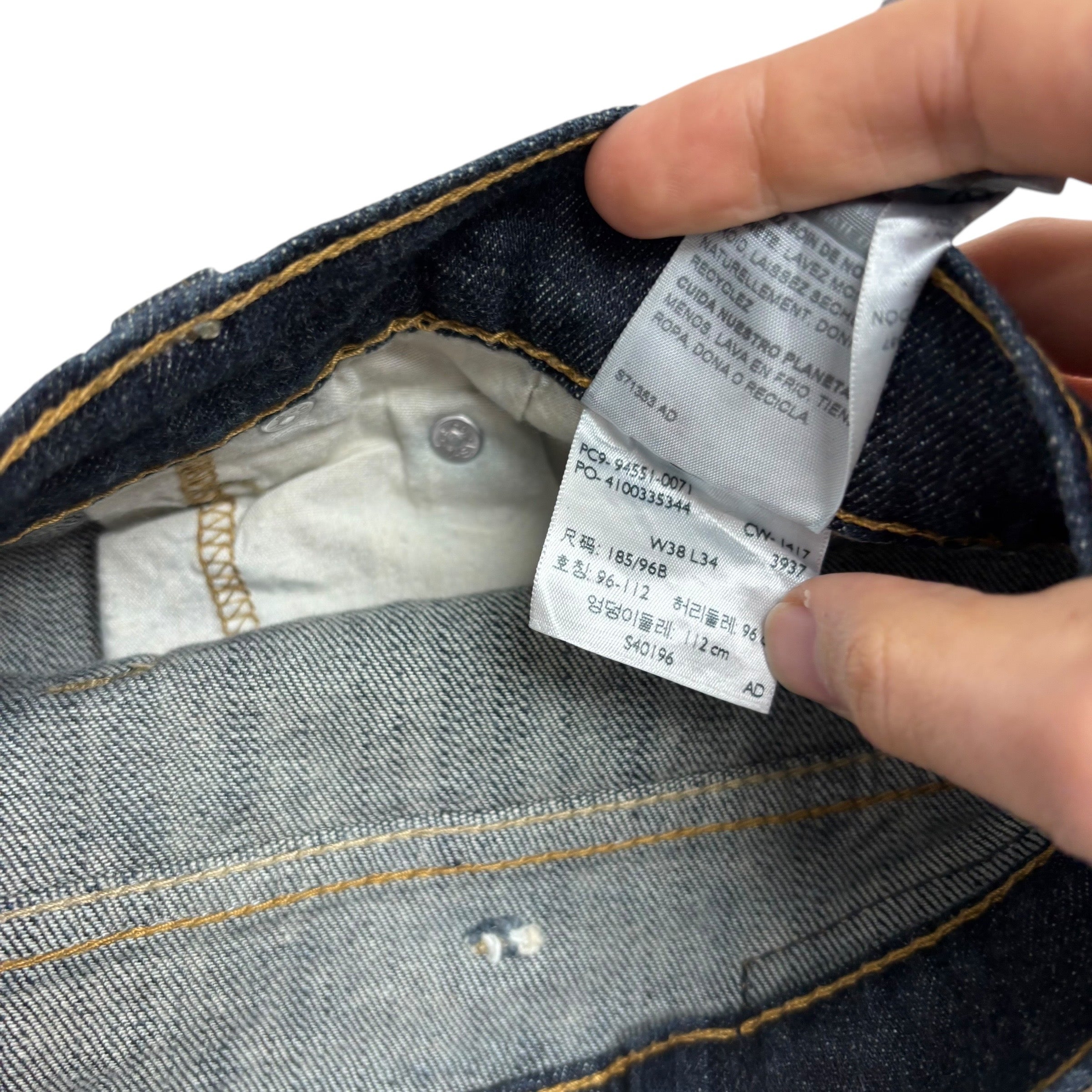 Levis Signature Jeans W38 L34 Mens Dark Blue Athletic Tapered Stretch Denim (E)