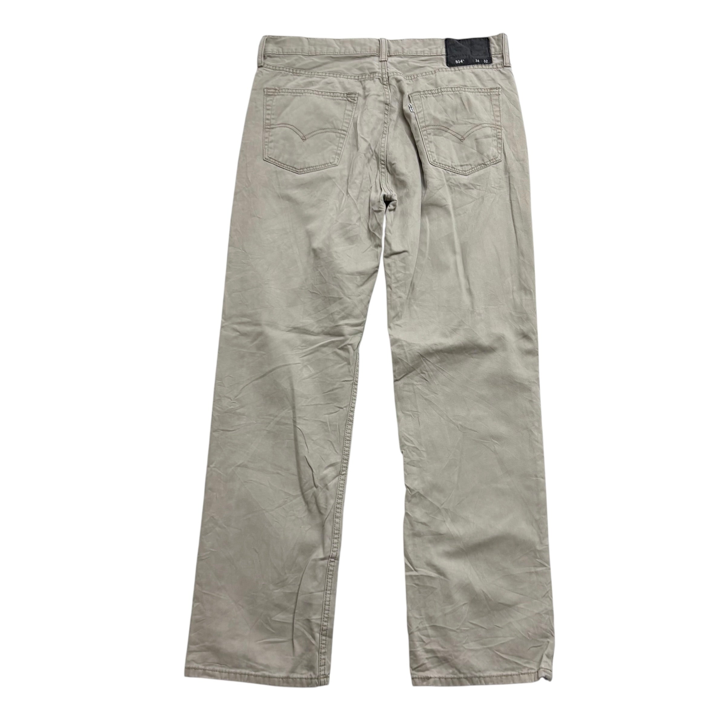 Levis 514 Trousers W34 L32 Mens Cream Regular Straight Fit Cotton Pants (E)