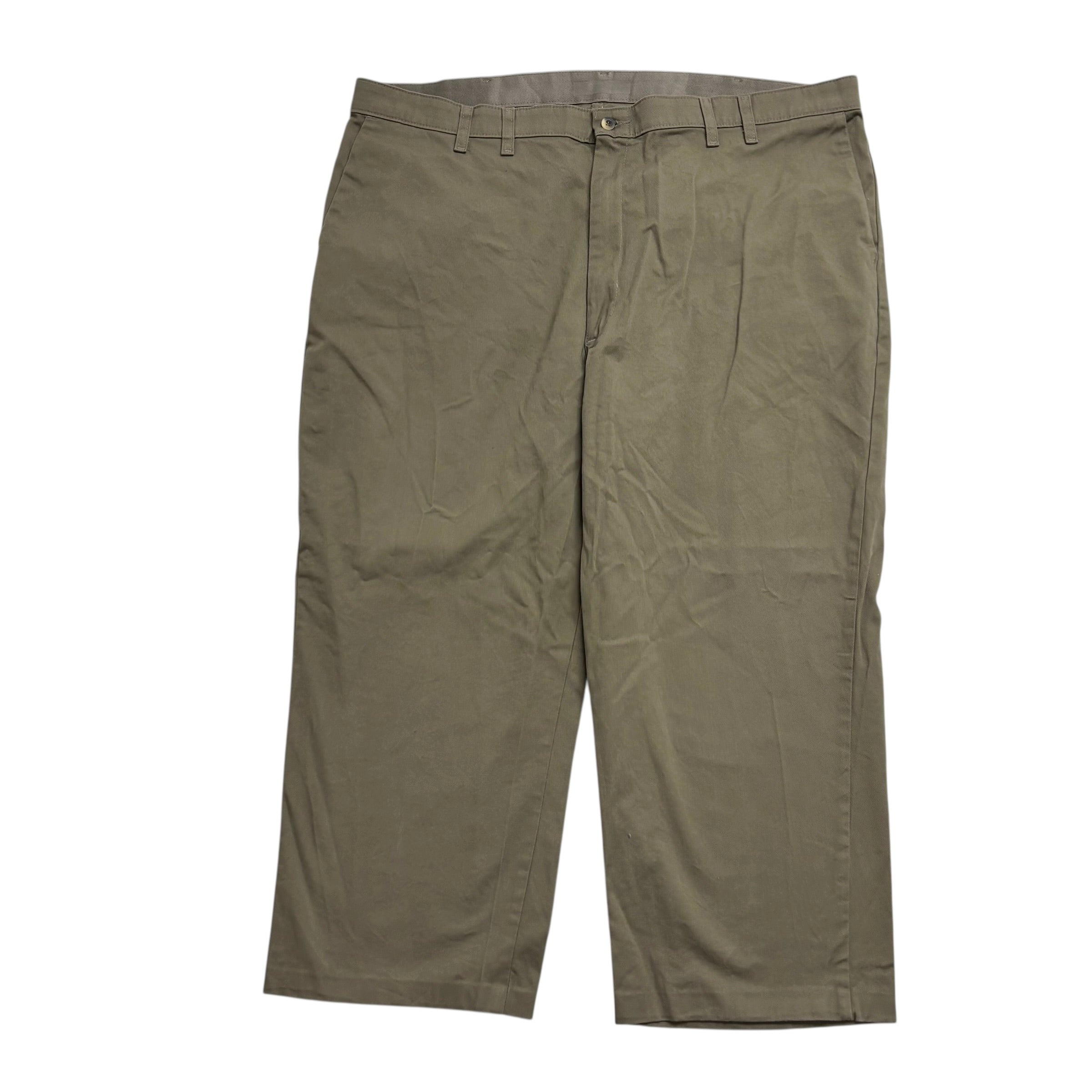 Mens Trousers W44 L25 Olive Green Relaxed Straight Fit Stretch Pants (E)