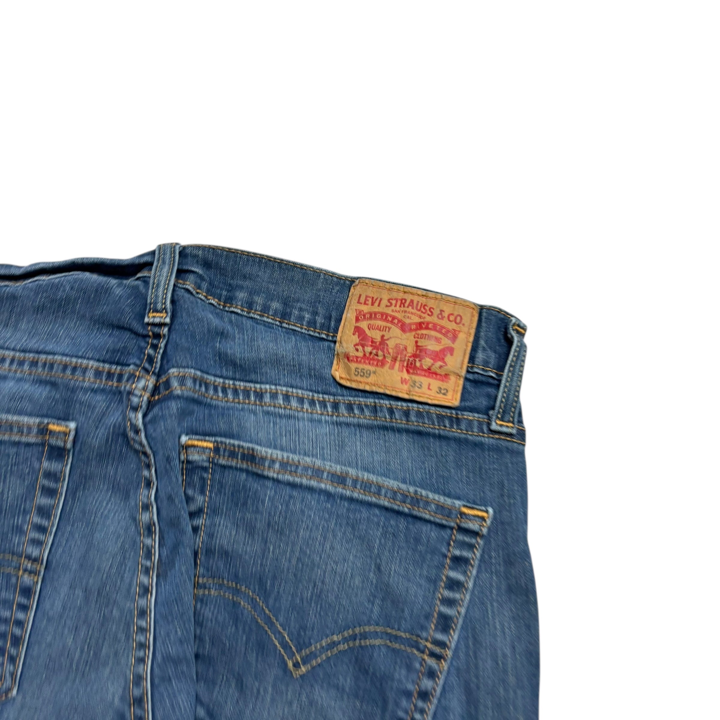 Levis 559 Jeans W33 L32 Mens Blue Regular Straight Fit Stretch Denim