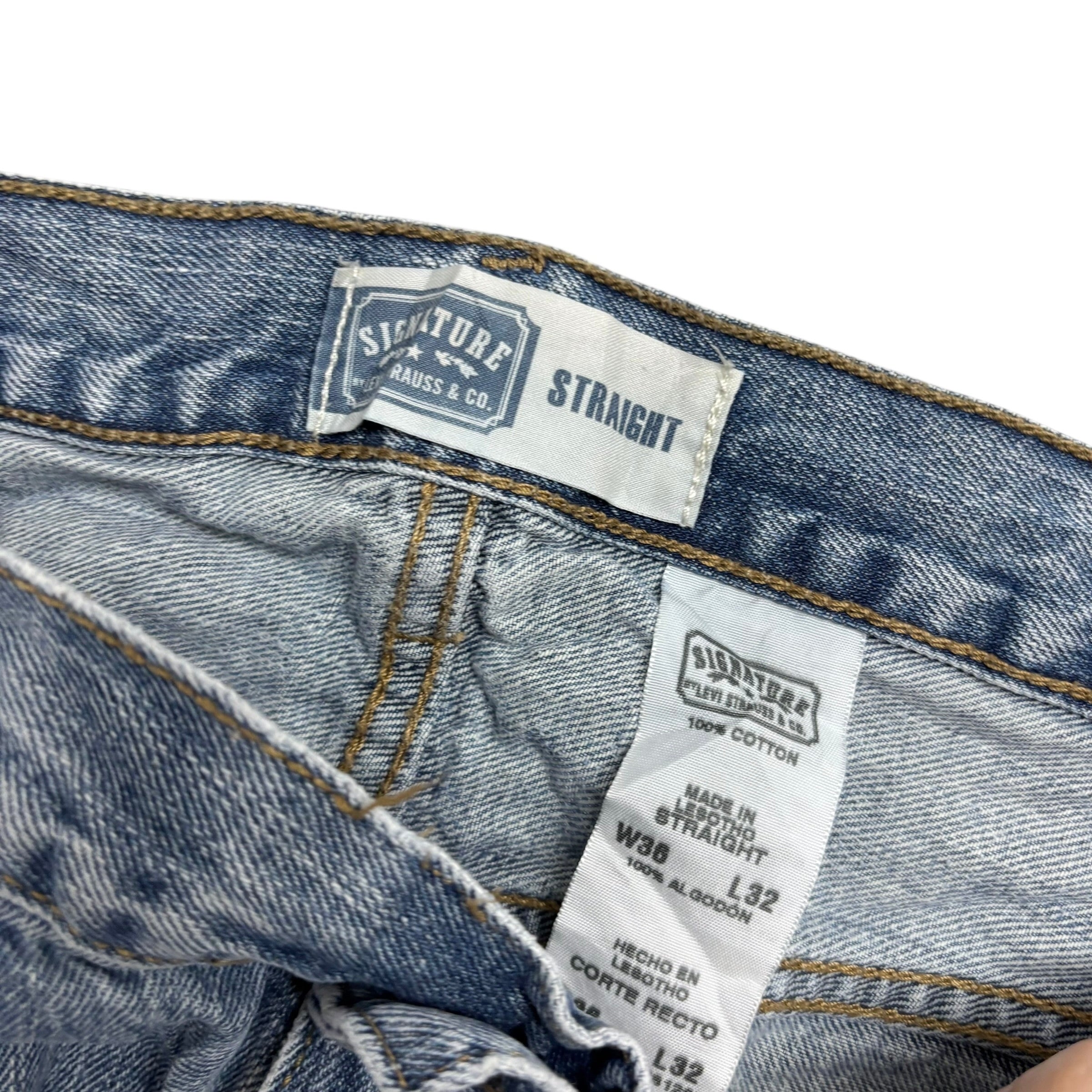 Levis Signature Jeans W36 L32 Mens Mid Blue Relaxed Straight Fit Vintage (F)