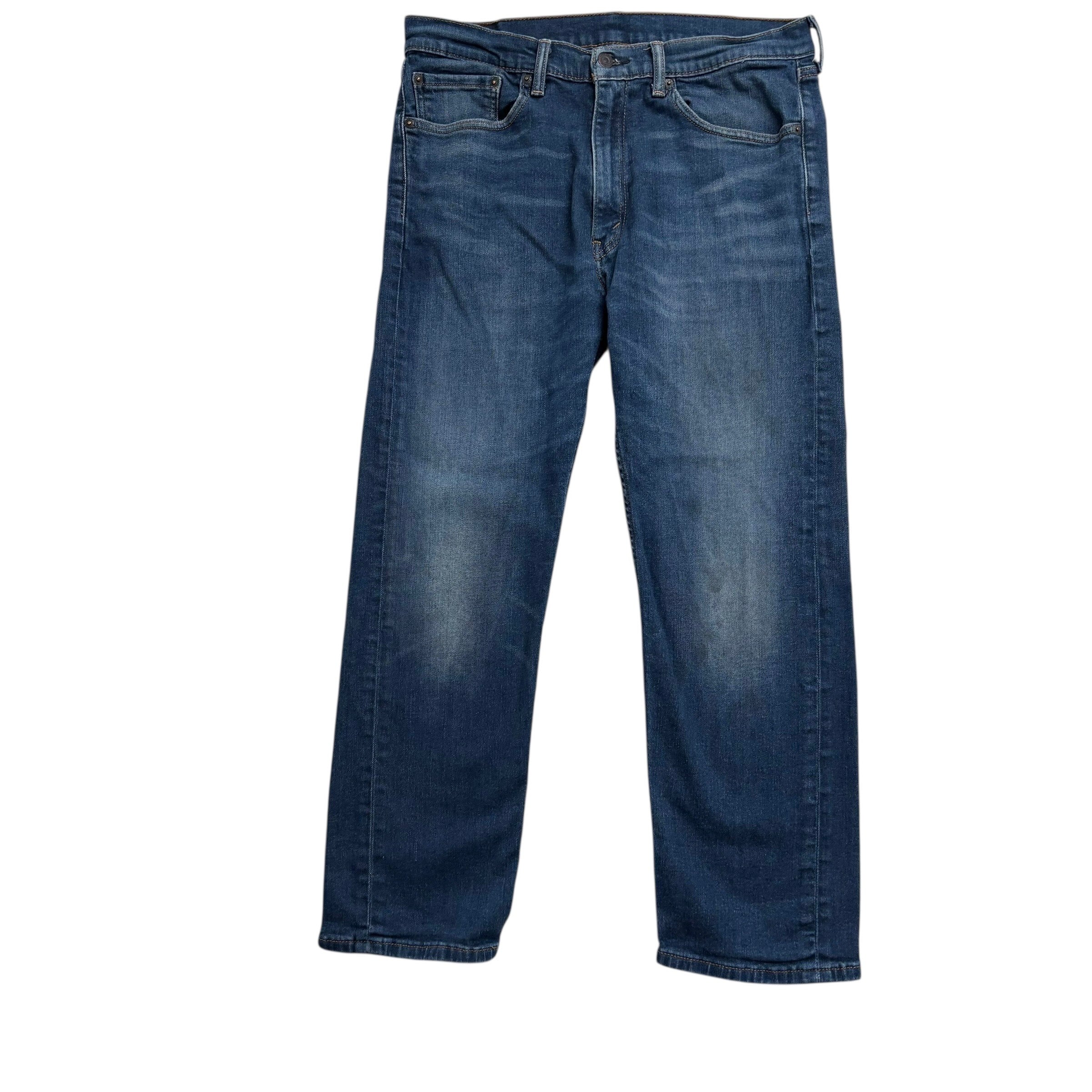 Levis 505 Jeans W34 L29 Mens Dark Blue Regular Straight Fit Stretch Denim (F)