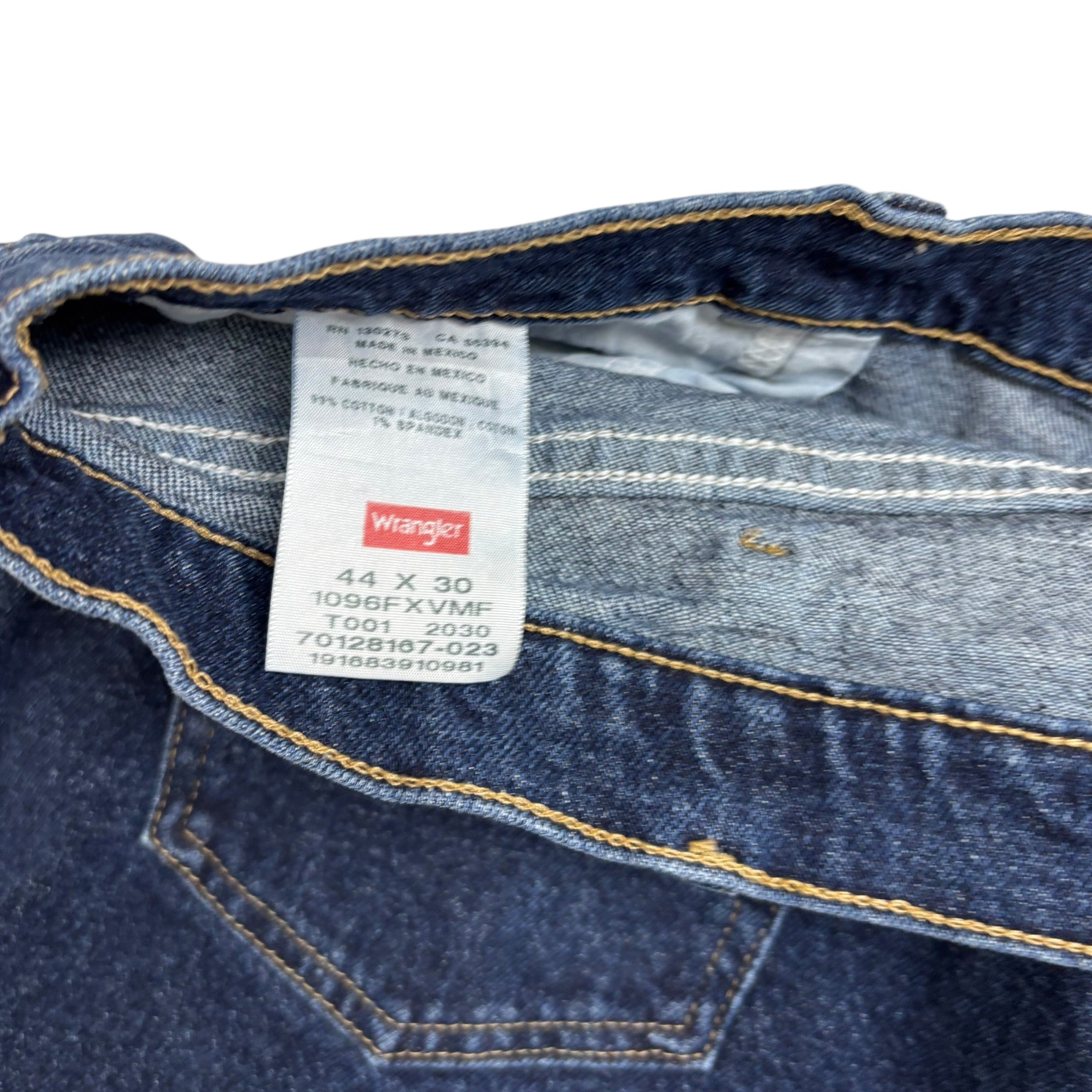 Wrangler Jeans W44 L30 Mens Dark Blue Regular Straight Fit Stretch Denim