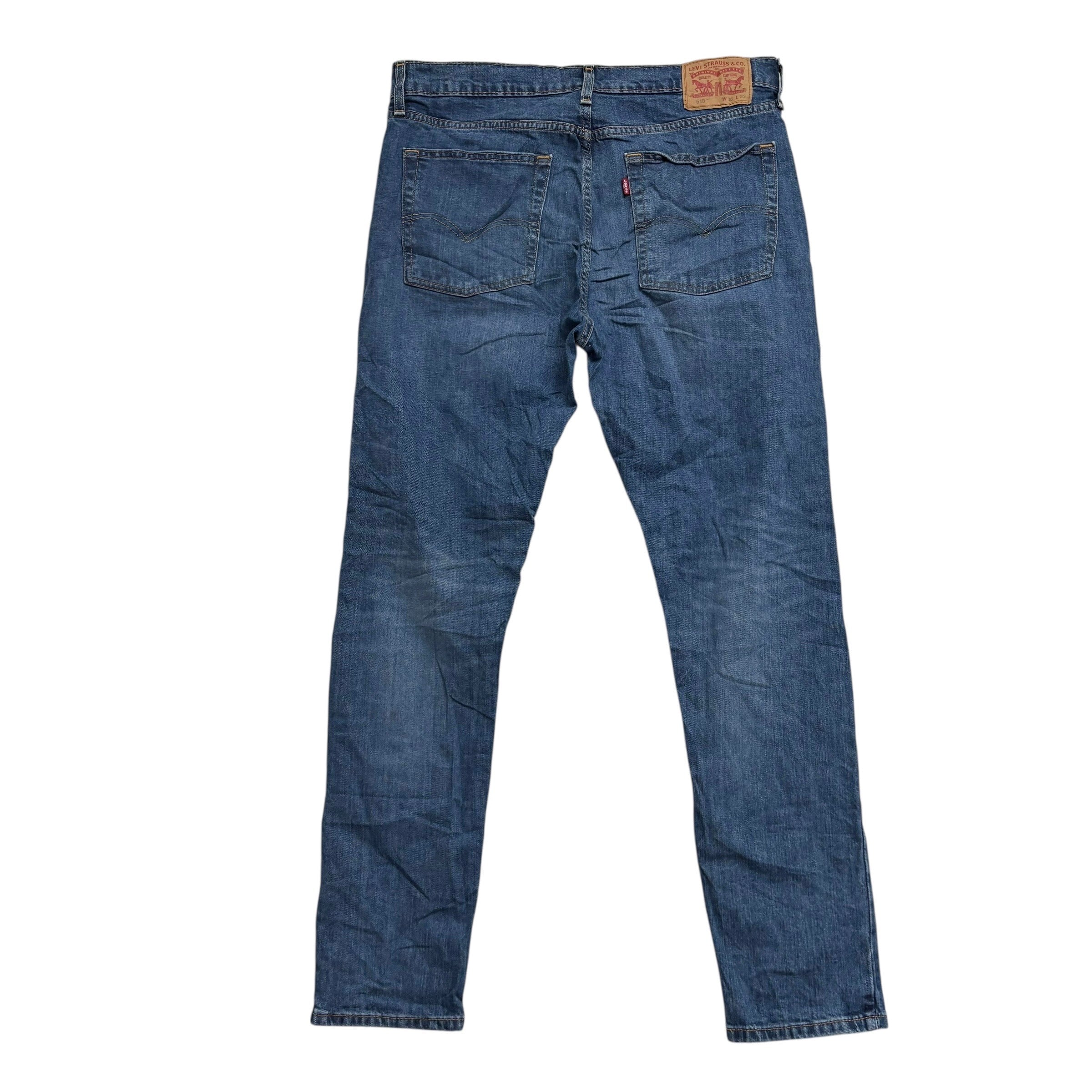 Levis Jeans W36 L30 Mens Mid Blue Regular Tapered Fit Stretch Denim (E)