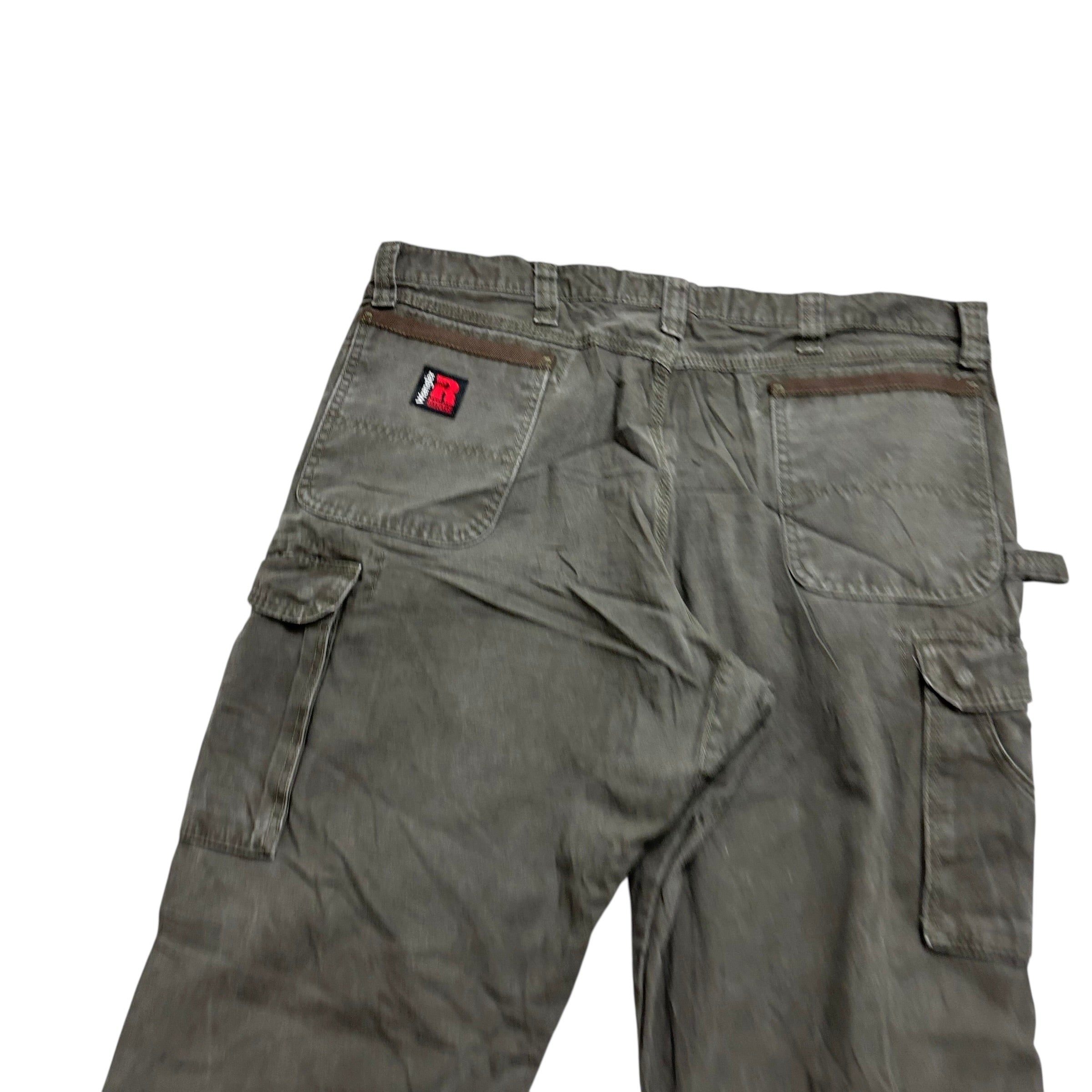 Wrangler Cargo Pants W40 L32 Mens Green Relaxed Straight Fit Trousers