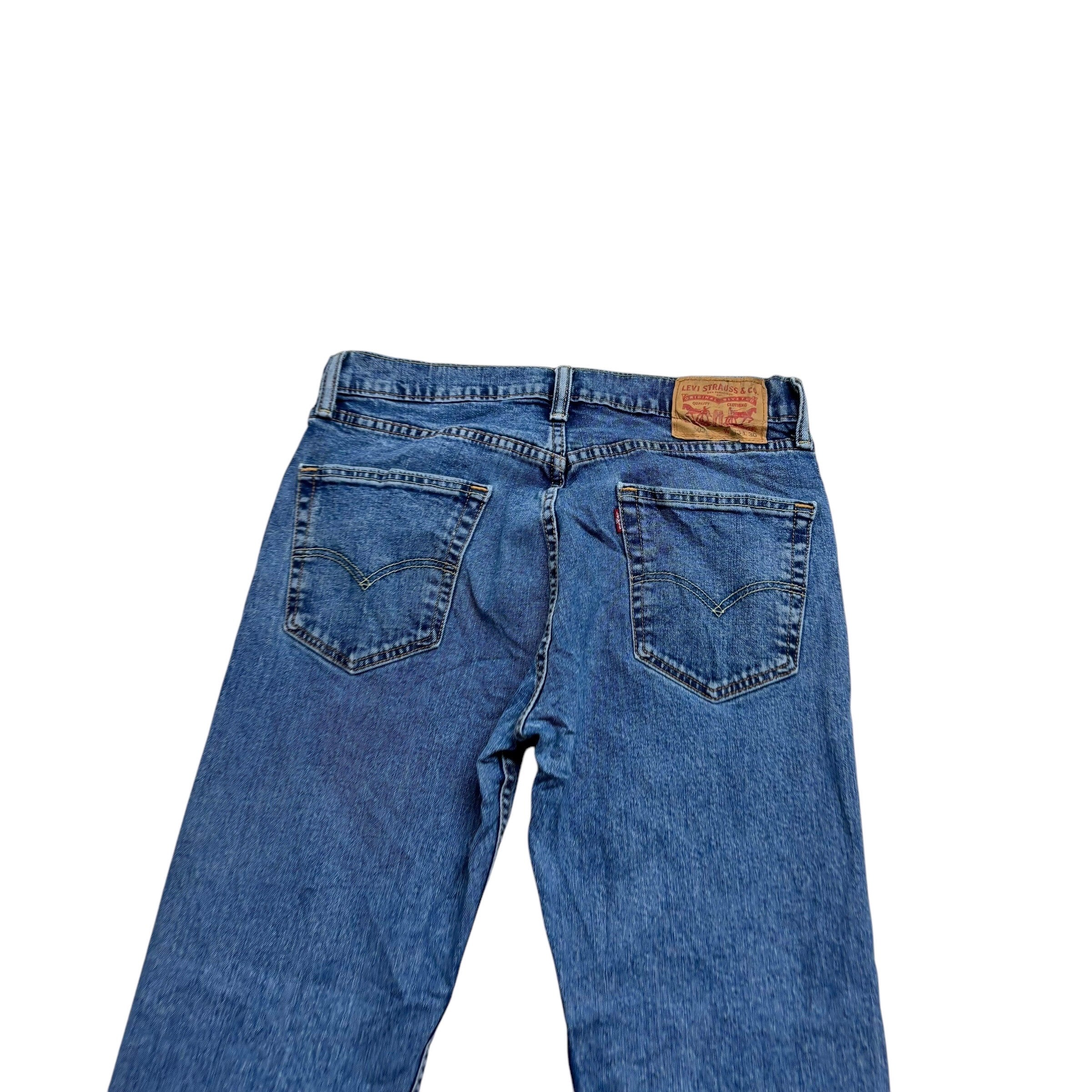 Levis 505 Jeans W32 L29 Mens Mid Blue Regular Straight Fit Stretch Denim