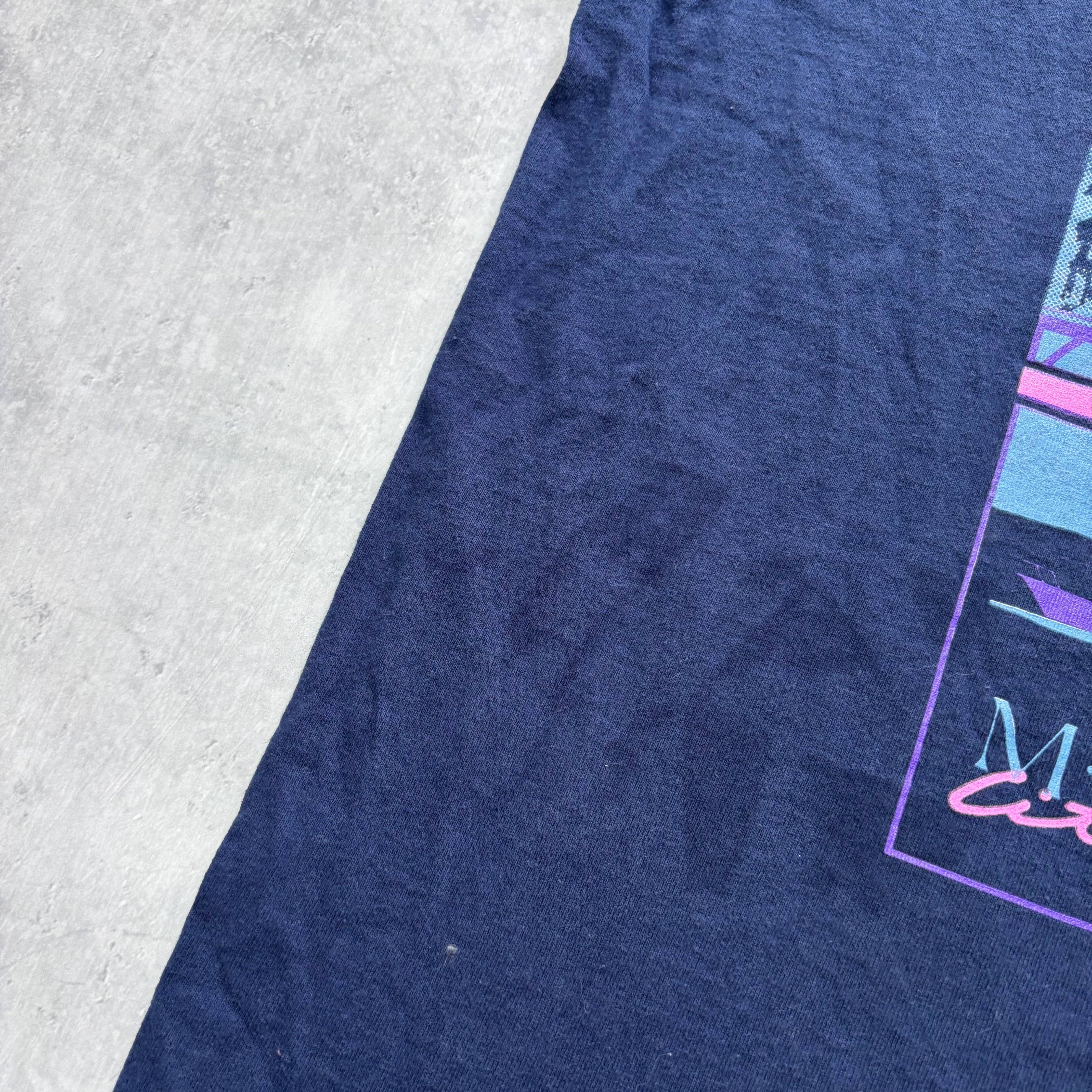 Vintage T Shirt Mens Large Navy Blue Single Stitch Graphic Print 90s USA Tourist (F)