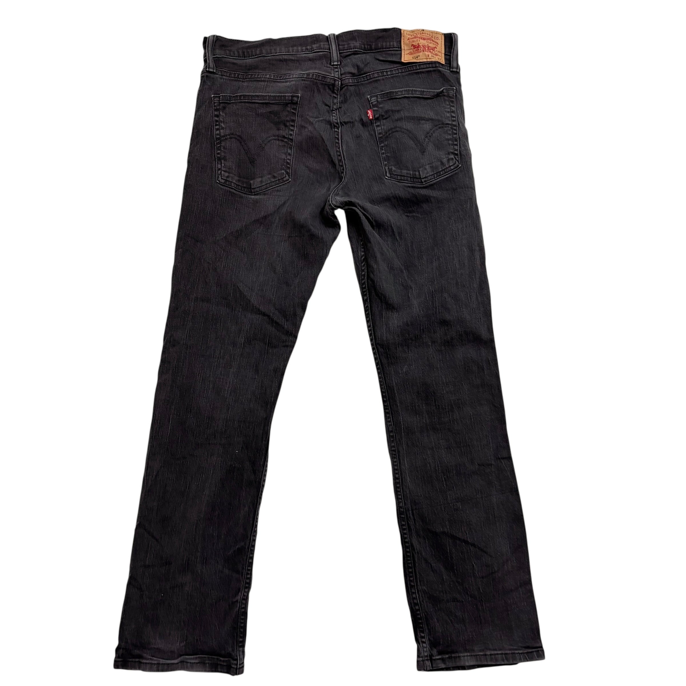 Levis 514 Jeans W36 L32 Mens Black Regular Straight Fit Stretch Denim