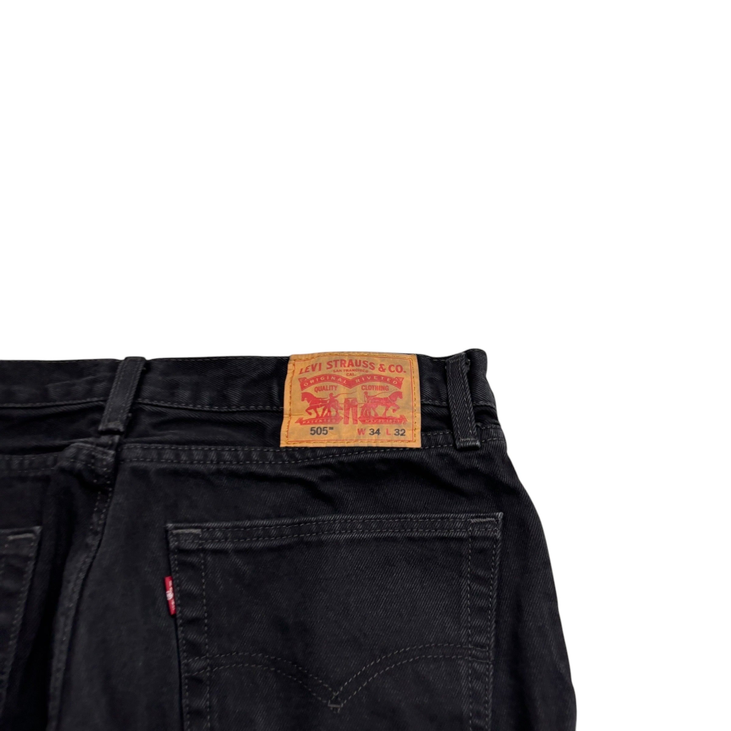 Levis 505 Jeans W34 L31 Mens Black Regular Straight Fit Denim (E)