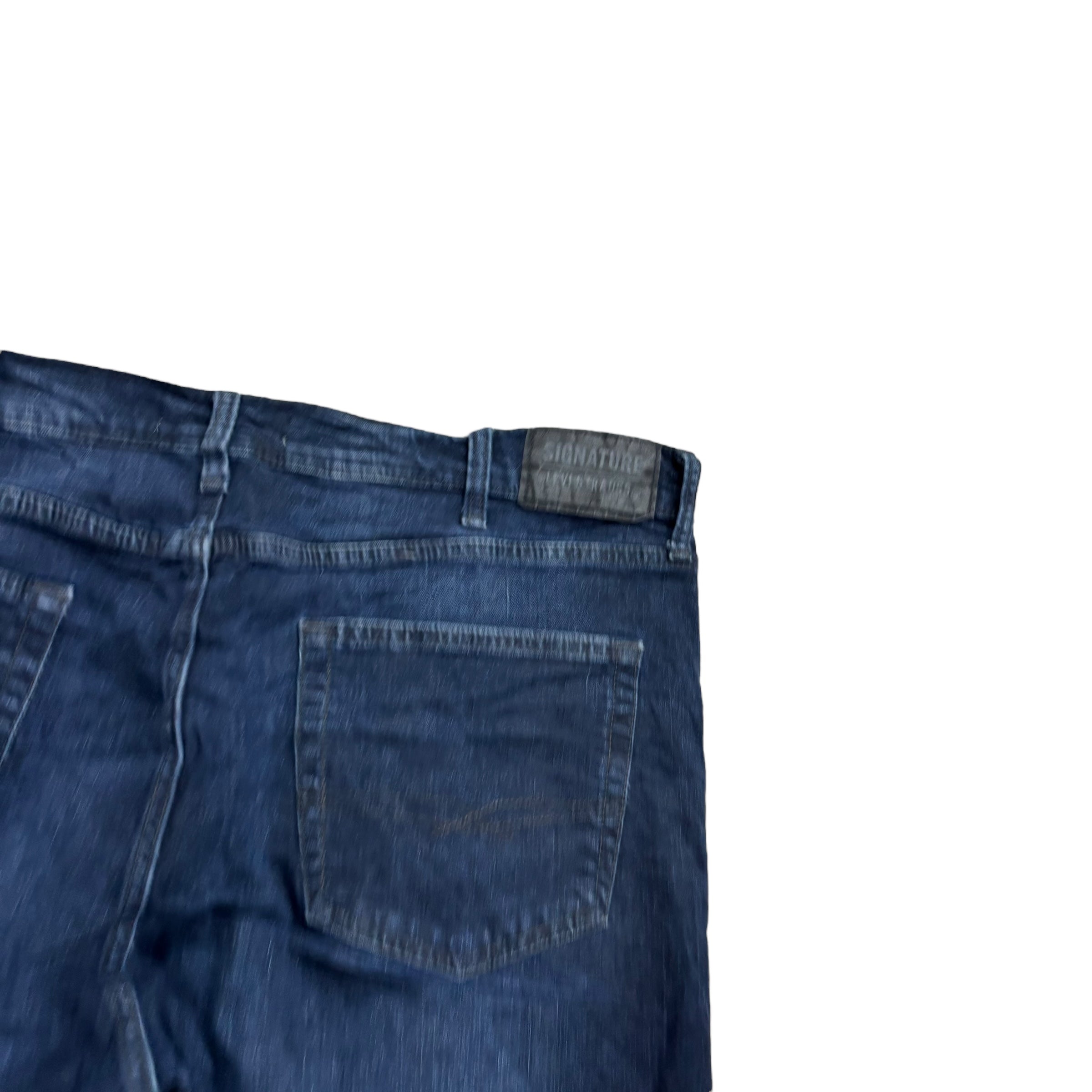 Levis Signature Jeans W38 L29 Mens Navy Blue Relaxed Tapered Fit Stretch (E)
