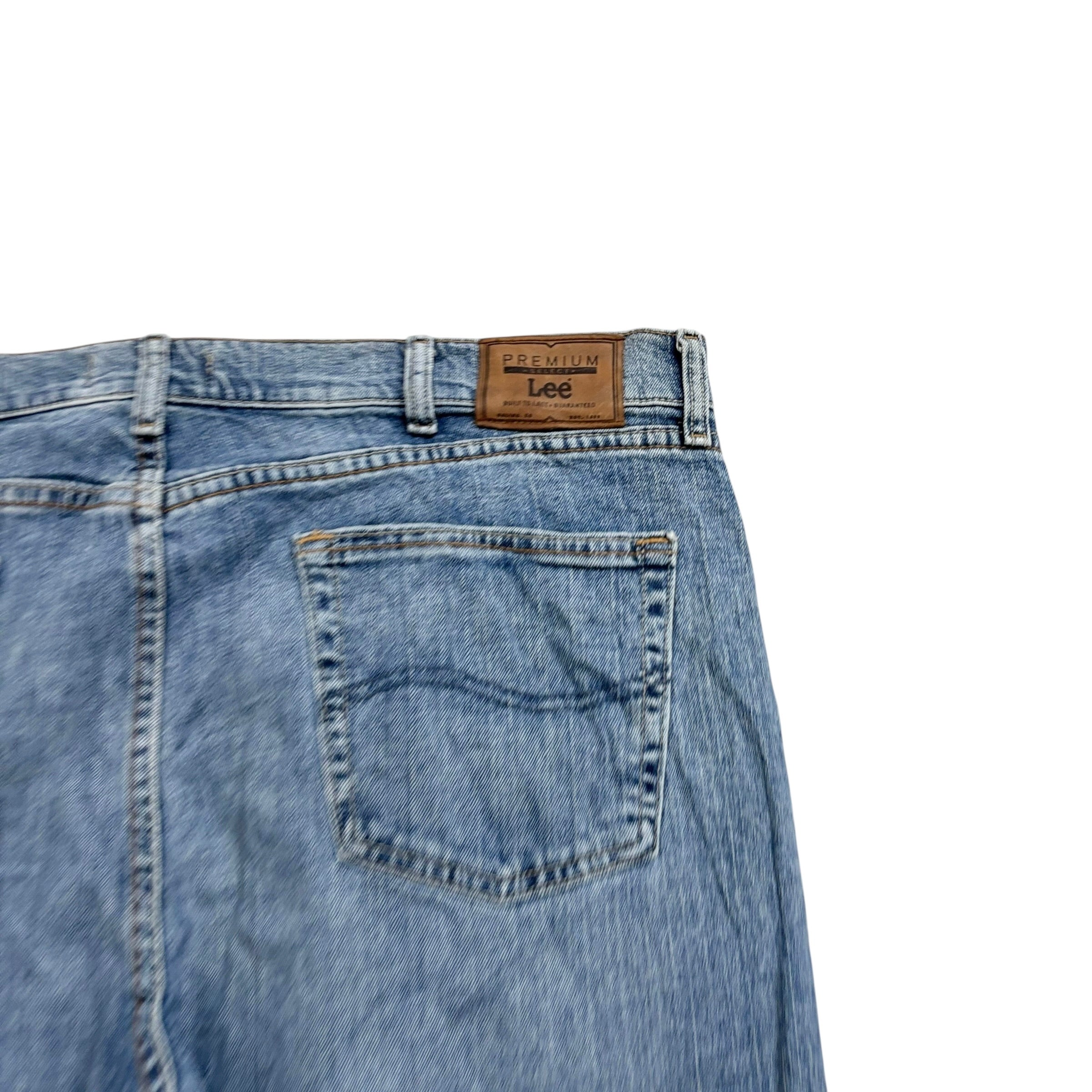 Lee Jeans W42 L30 Mens Regular Straight Fit Mid Blue Stretch Denim (E)