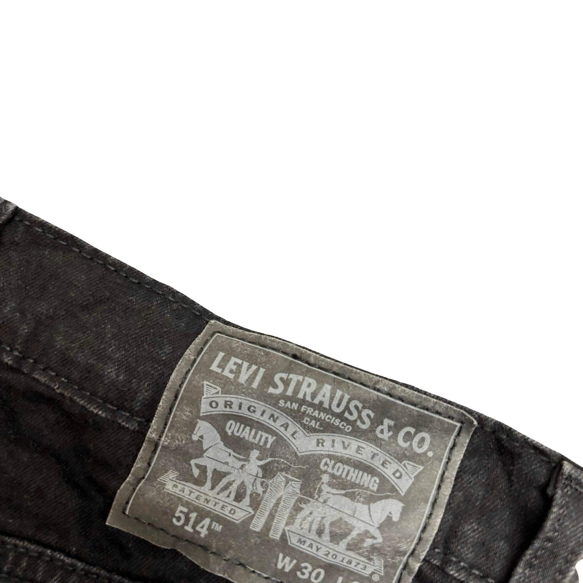 Levis 514 Jeans W30 L32 Mens Black Regular Straight Fit Stretch Denim (E)