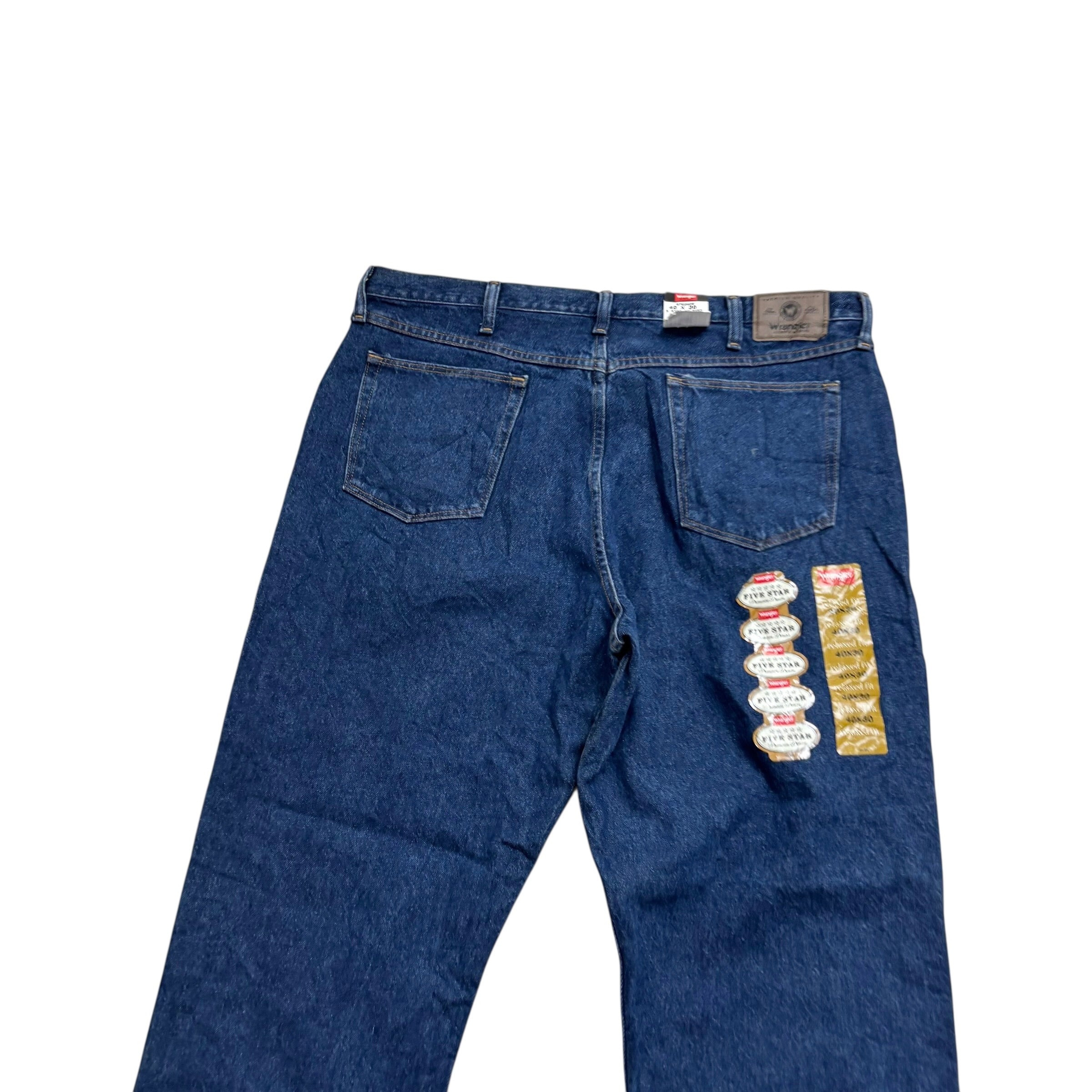 Wrangler Jeans W40 L30 Mens Dark Blue Relaxed Straight Fit Vintage Denim (E)