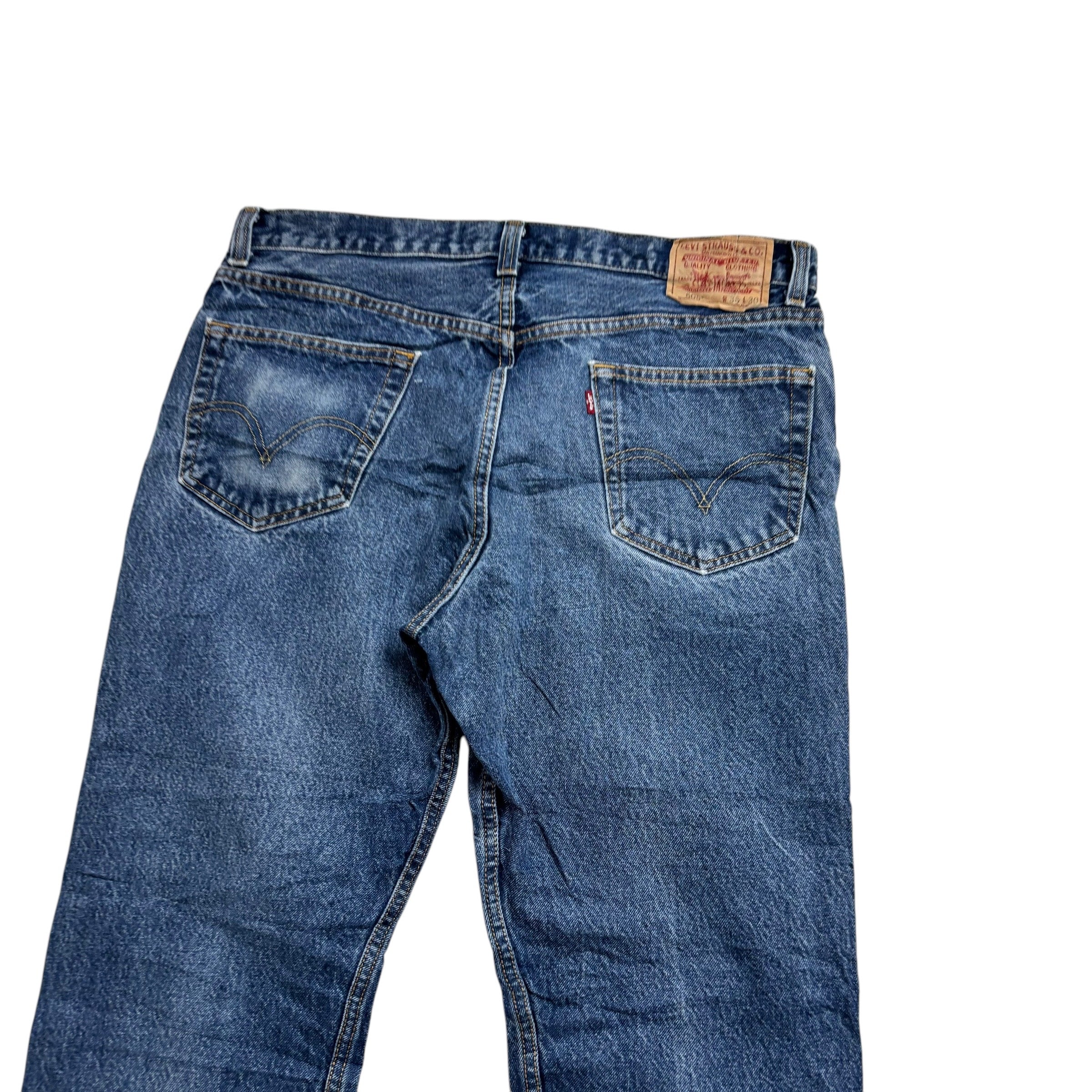 Levis 505 Jeans W36 L30 Mens Mid Blue Regular Straight Fit Vintage Denim