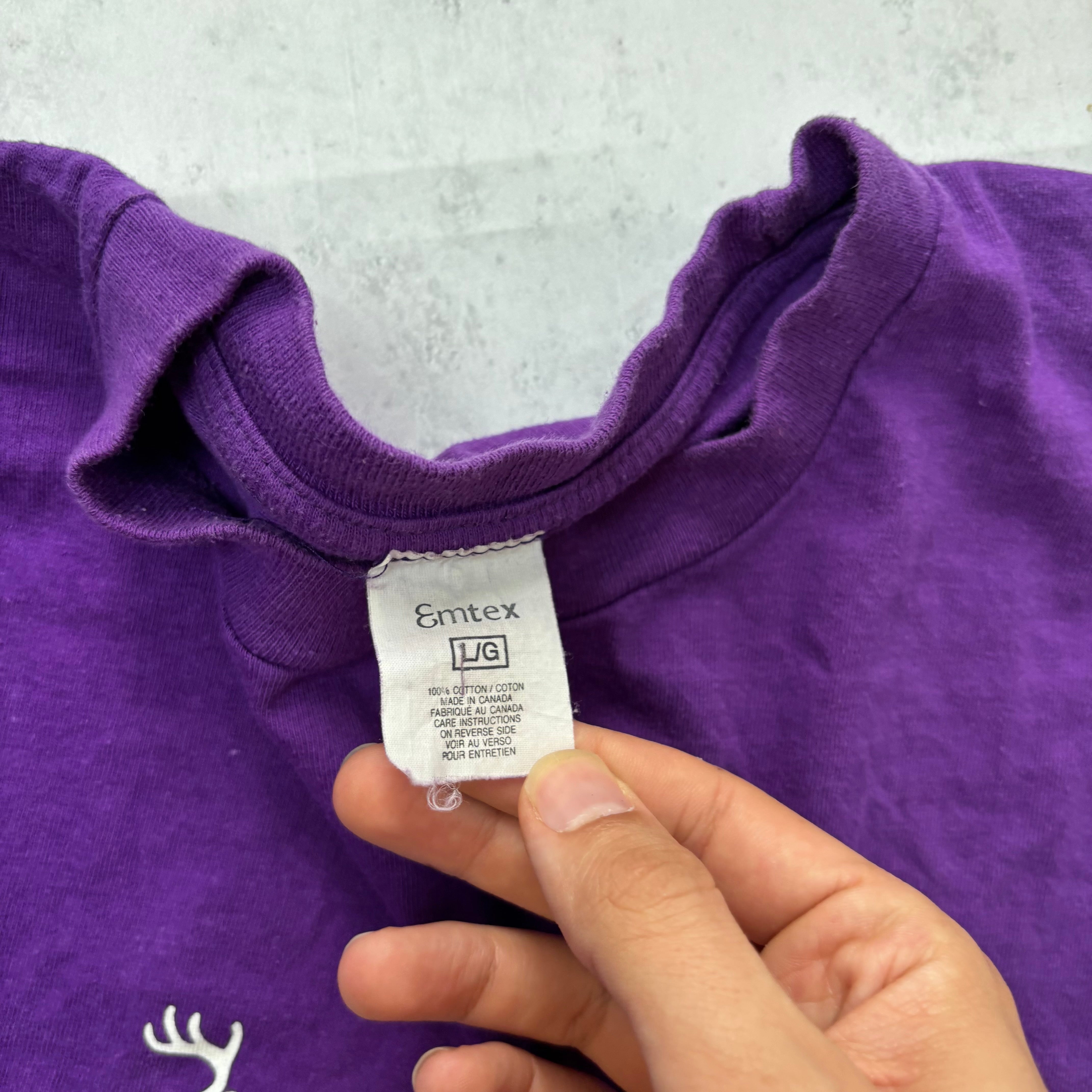 Vintage T Shirt Mens Large Purple Single Stitch Graphic Print 90s (E)