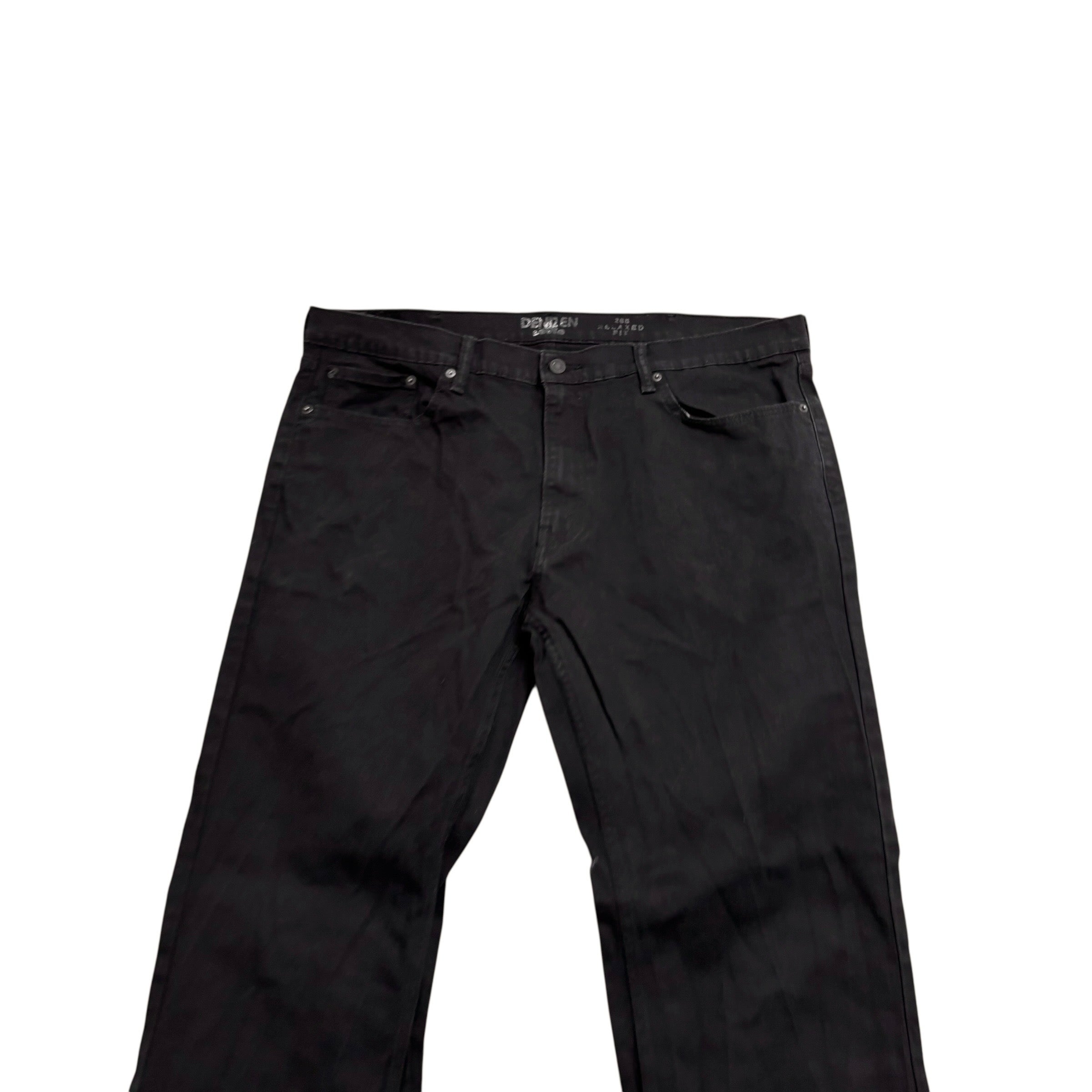 Levis Denizen Jeans W40 L30 Mens Black Relaxed Straight Fit Stretch Denim (E)