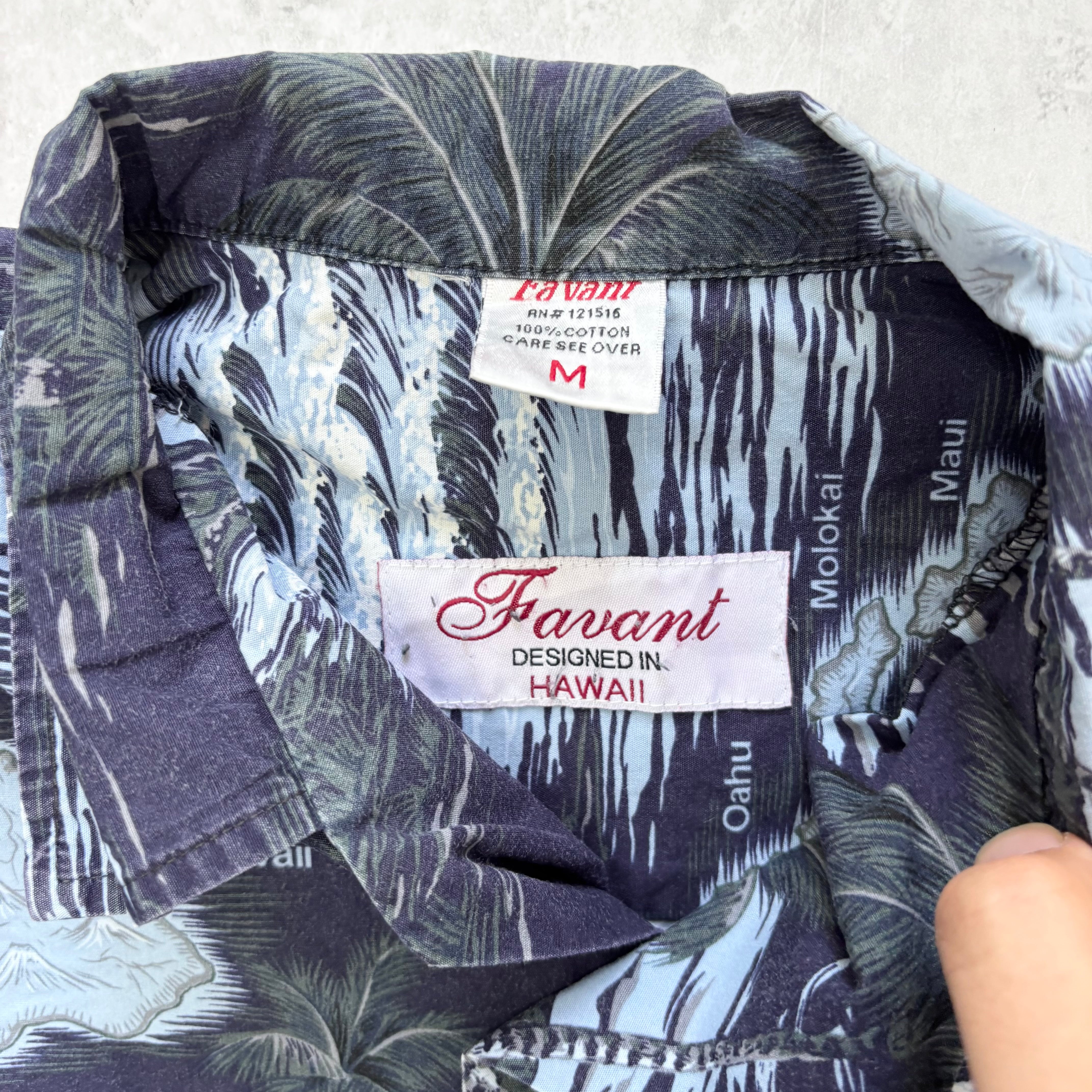 Vintage Hawaiian Shirt Mens Medium Blue Floral Aloha Short Sleeve Cotton (E)