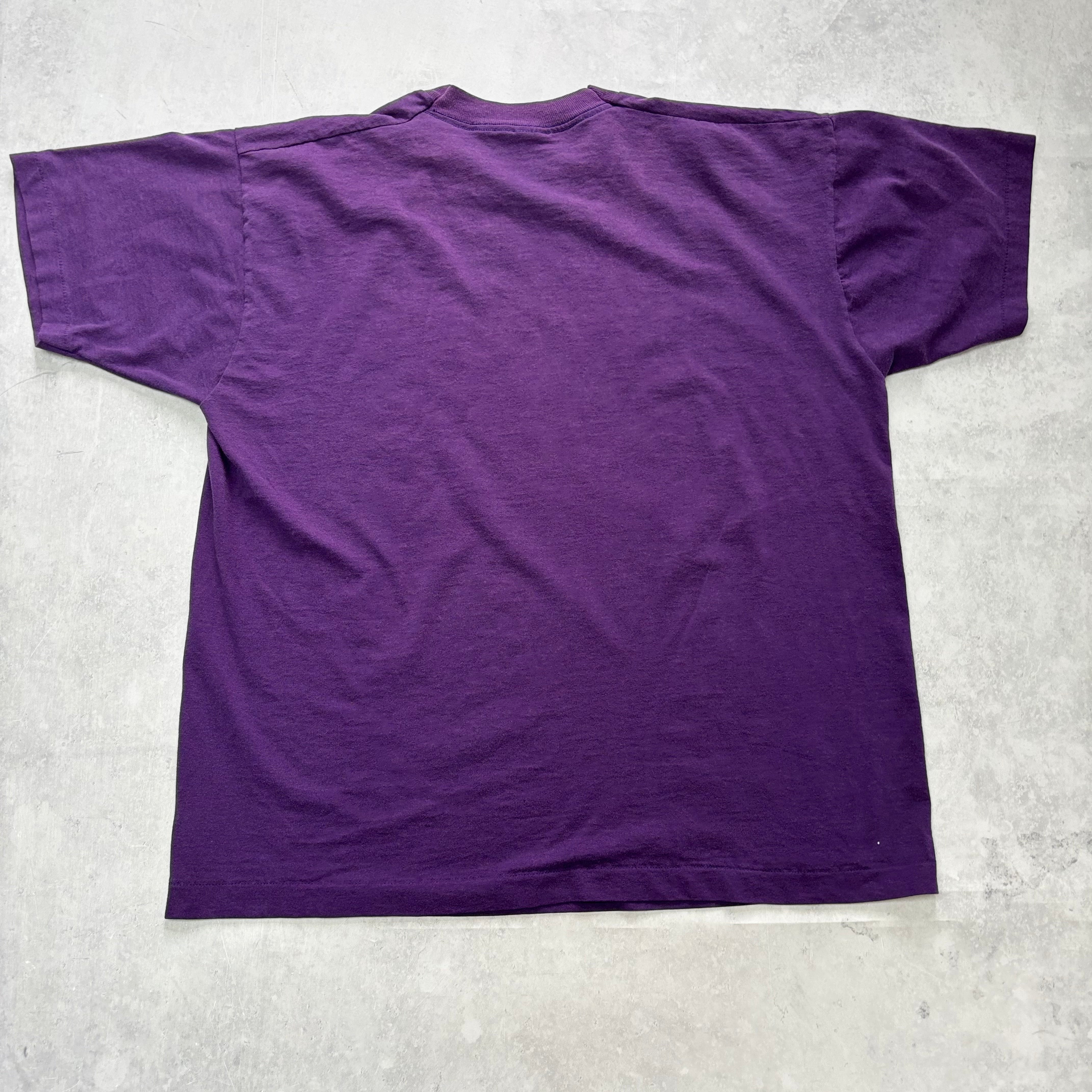 Vintage T Shirt Mens Large Purple Single Stitch Graphic Print 90s USA