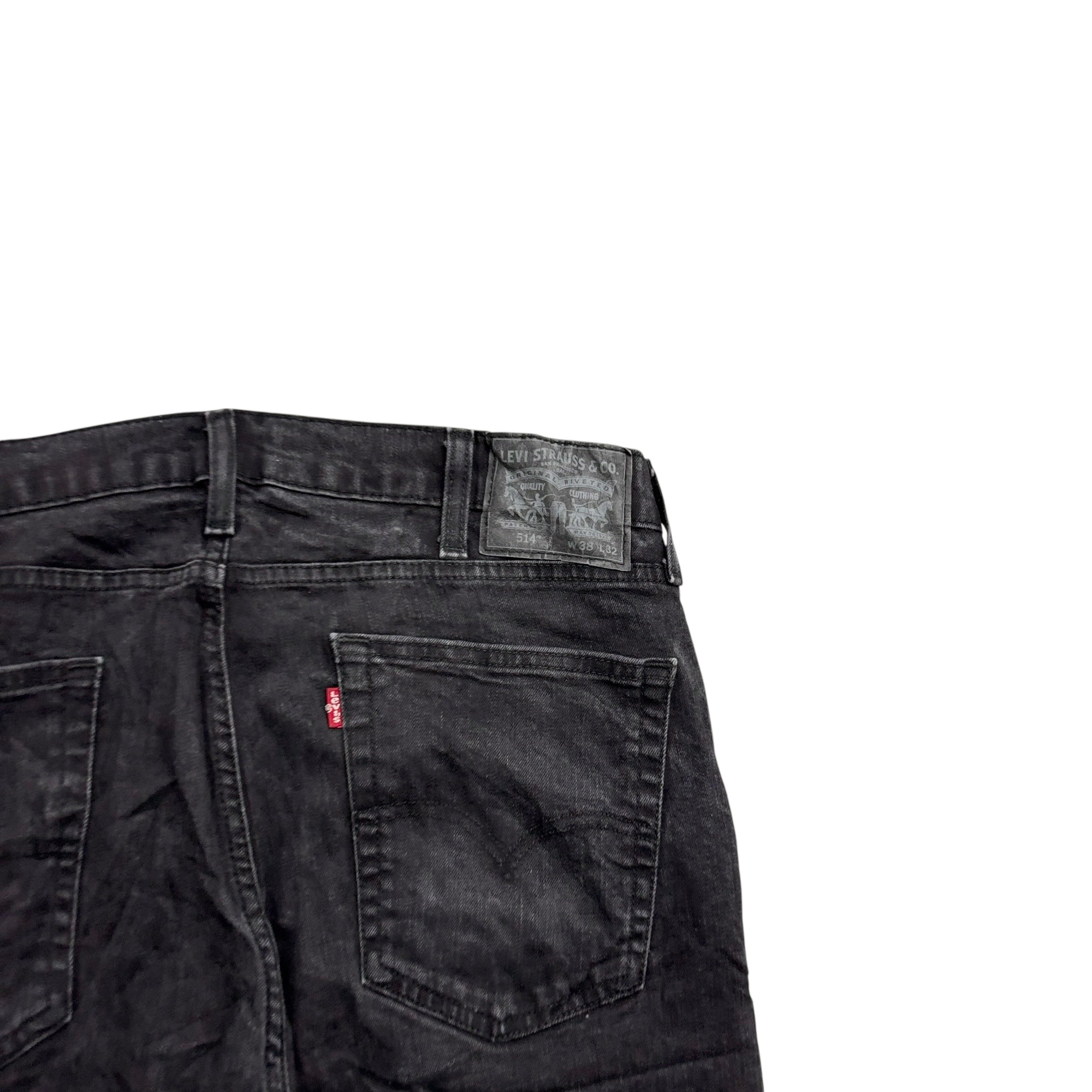 Levis 514 Jeans W36 L31 Mens Black Regular Straight Fit Stretch Denim