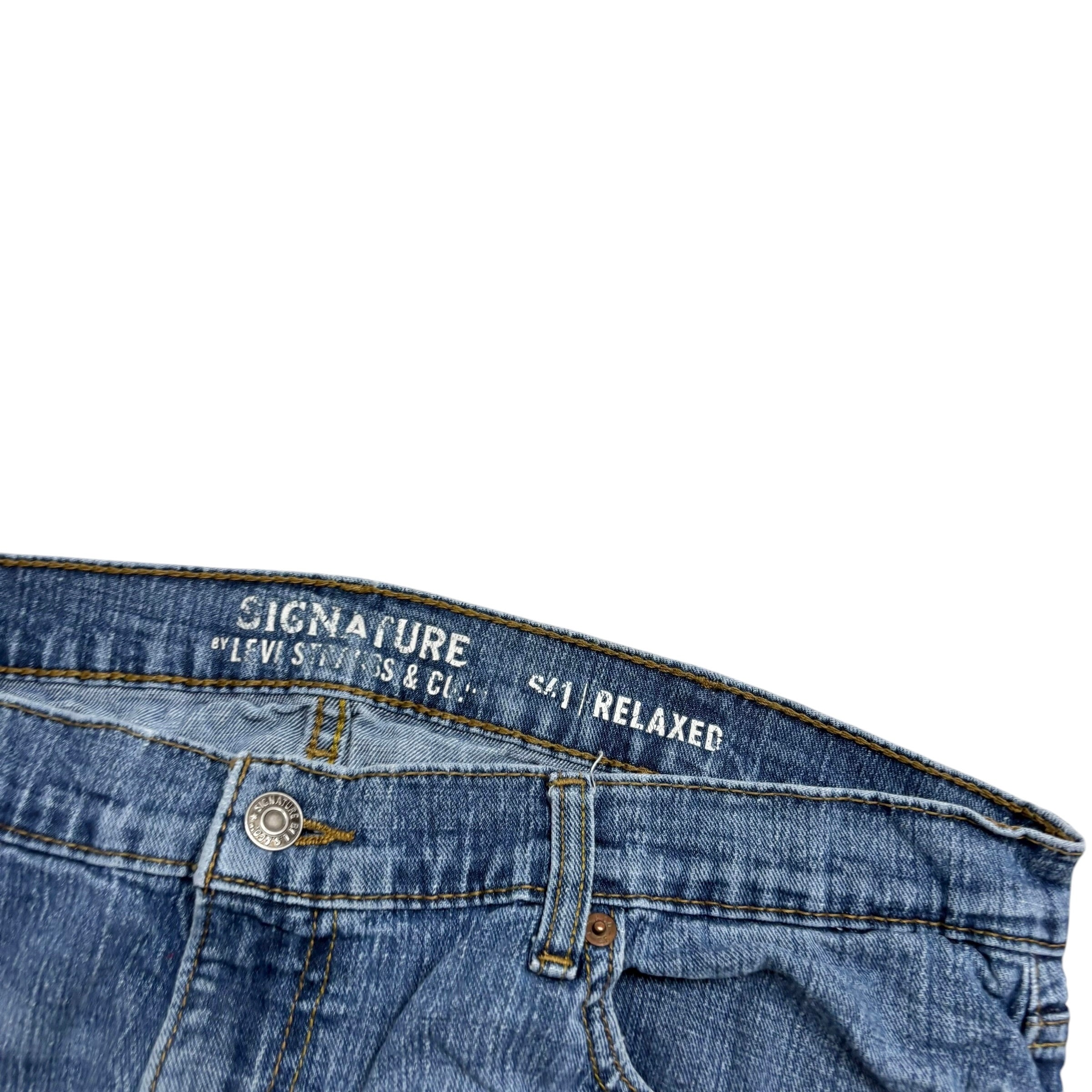 Levis Signature Jeans W38 L30 Mens Mid Blue Relaxed Straight Fit Stretch