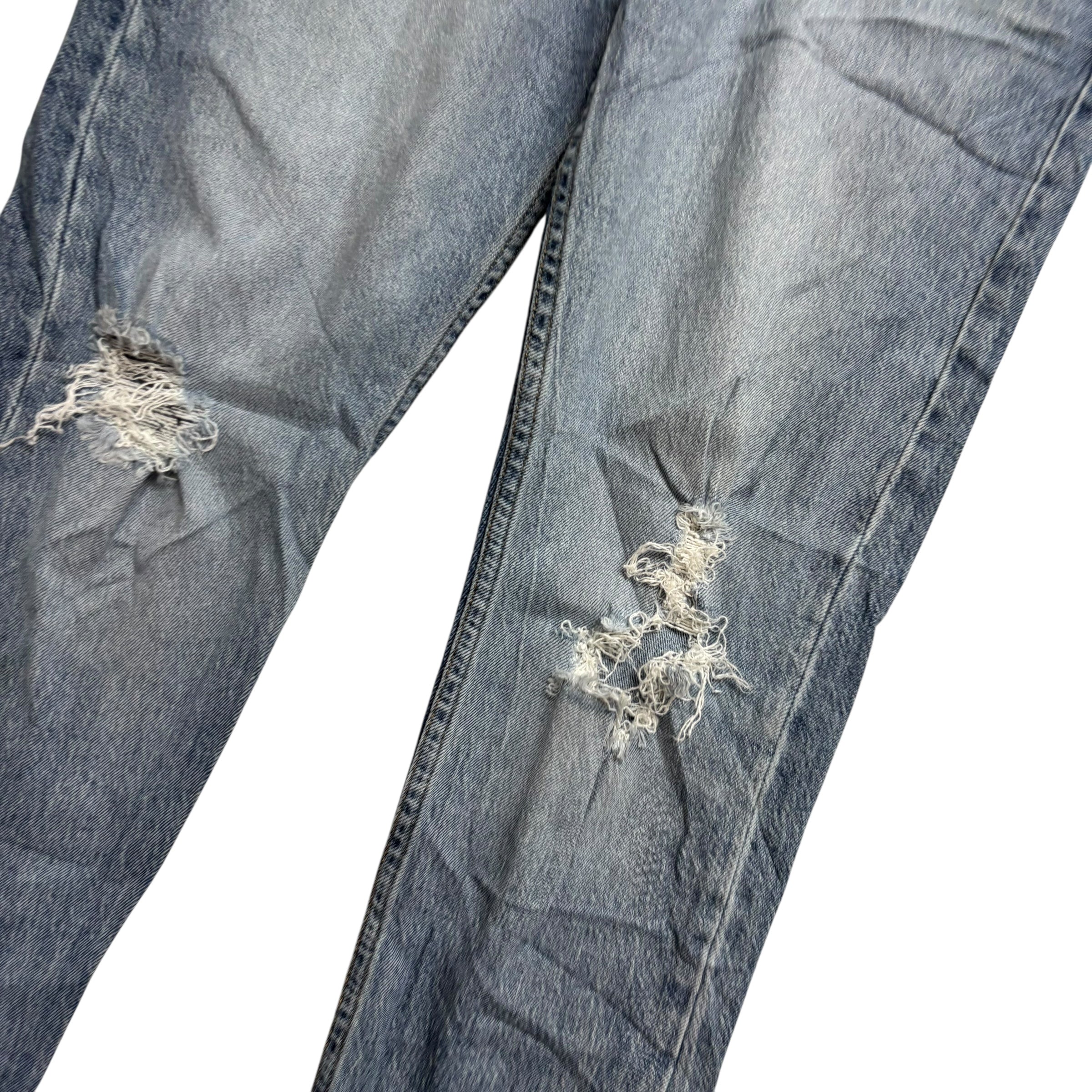 Levis 512 Jeans W34 L30 Mens Light Blue Slim Tapered Stretch Distressed Denim