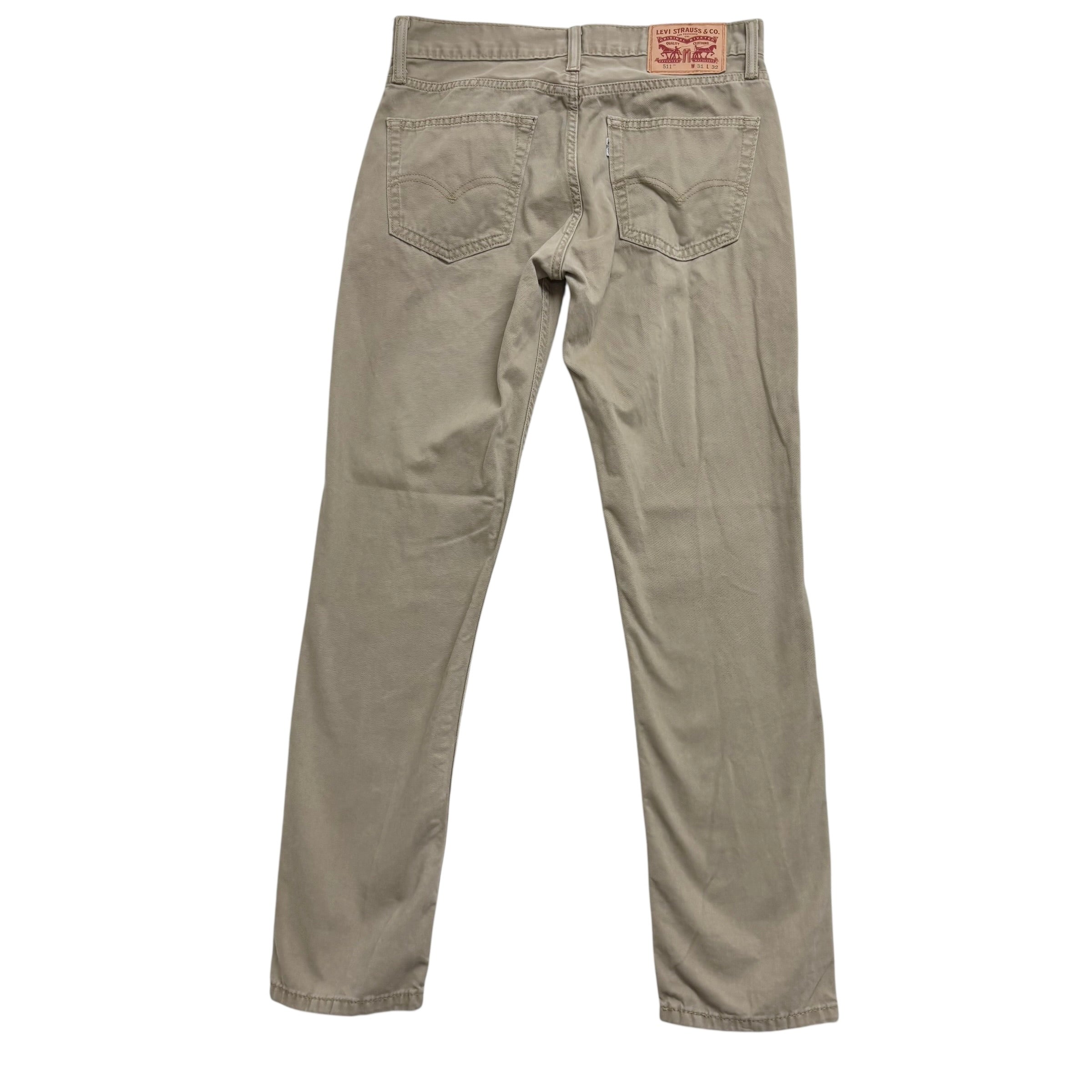 Levis 511 Trousers W31 L31 Mens Beige Slim Fit Cotton Pants (E)