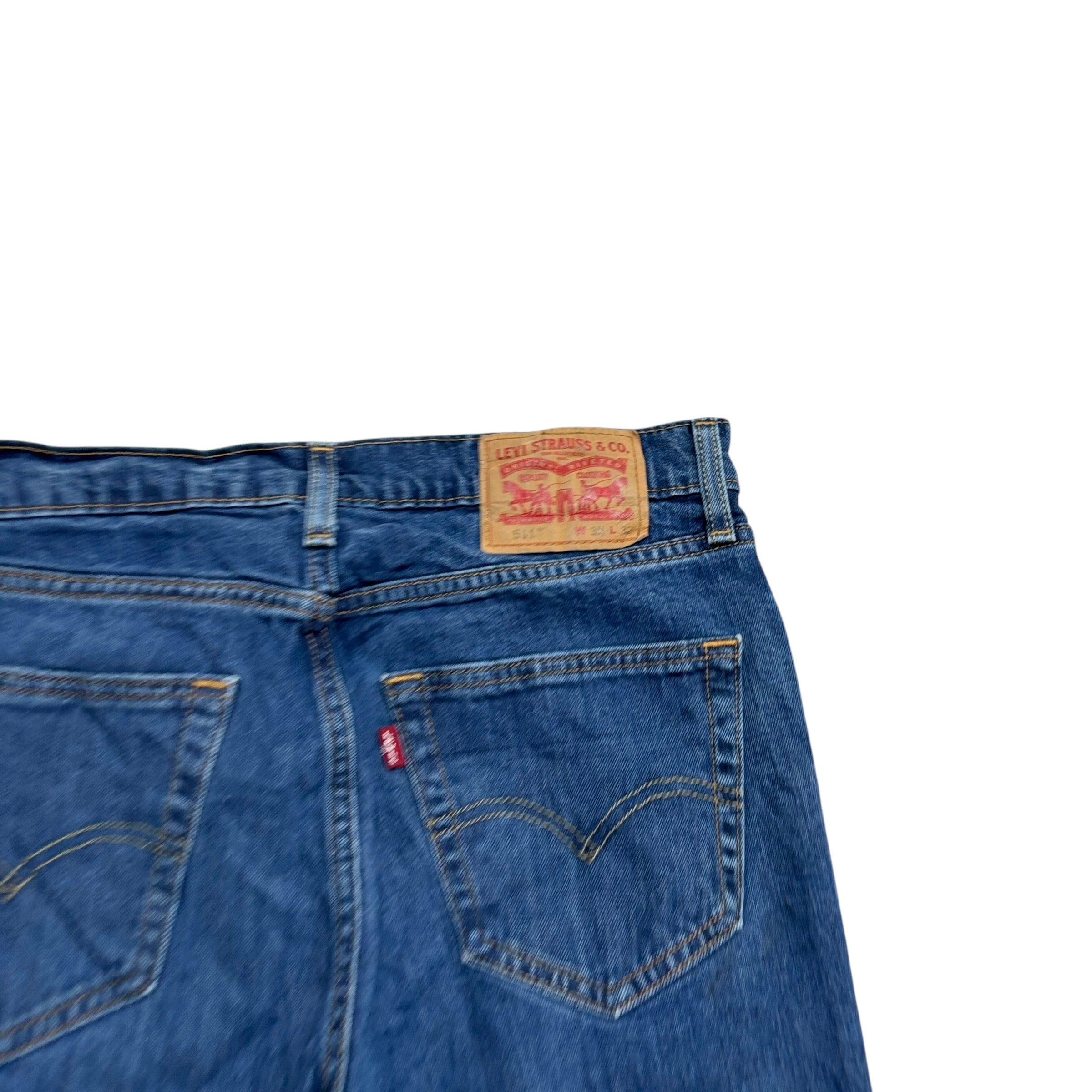 Levis 511 Jeans W32 L32 Mens Mid Blue Slim Fit Stretch Denim (E)