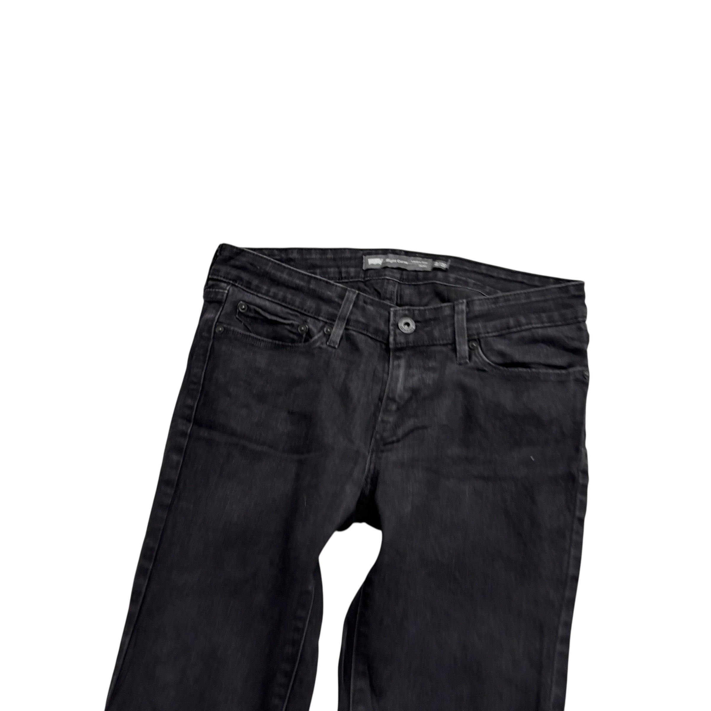 Levis Jeans W26 L29 Womens Low Rise Skinny Black Stretch Denim (E)