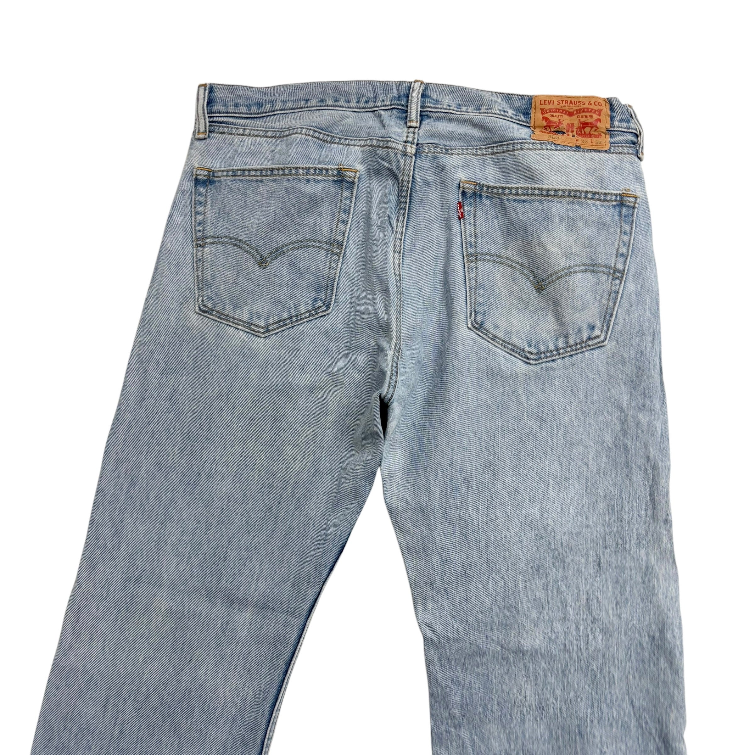 Levis 505 Jeans W36 L32 Mens Light Blue Regular Straight Fit Denim