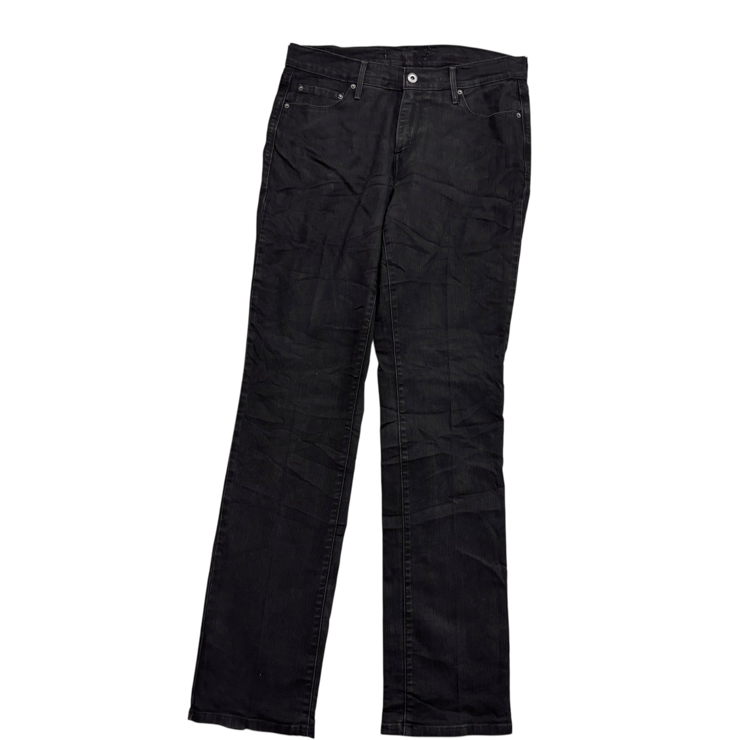 Levis 505 Jeans W30 L34 Womens Regular Straight Fit Black Stretch Denim