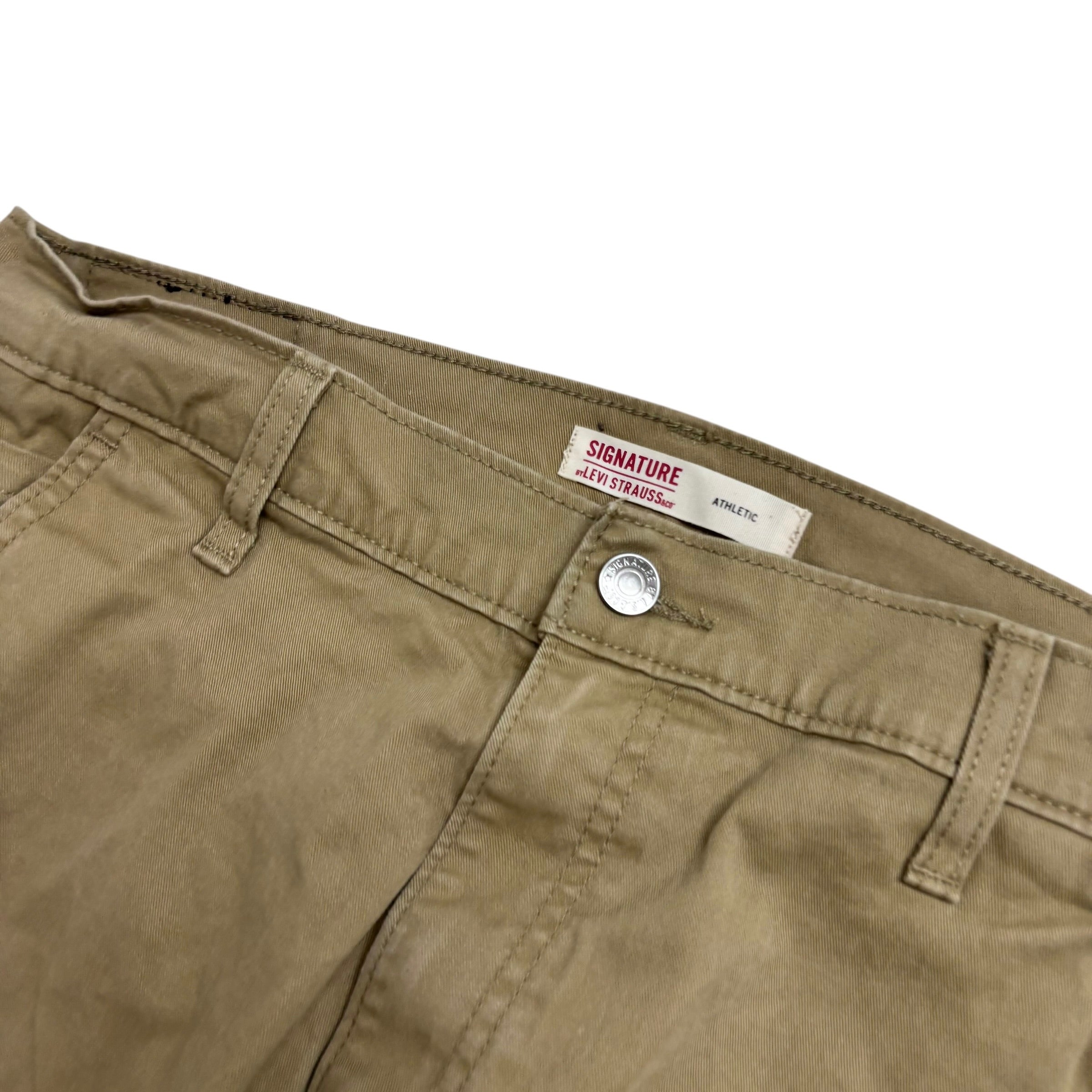 Levis Signature Trousers W34 L29 Mens Beige Athletic Straight Stretch Pants (E)