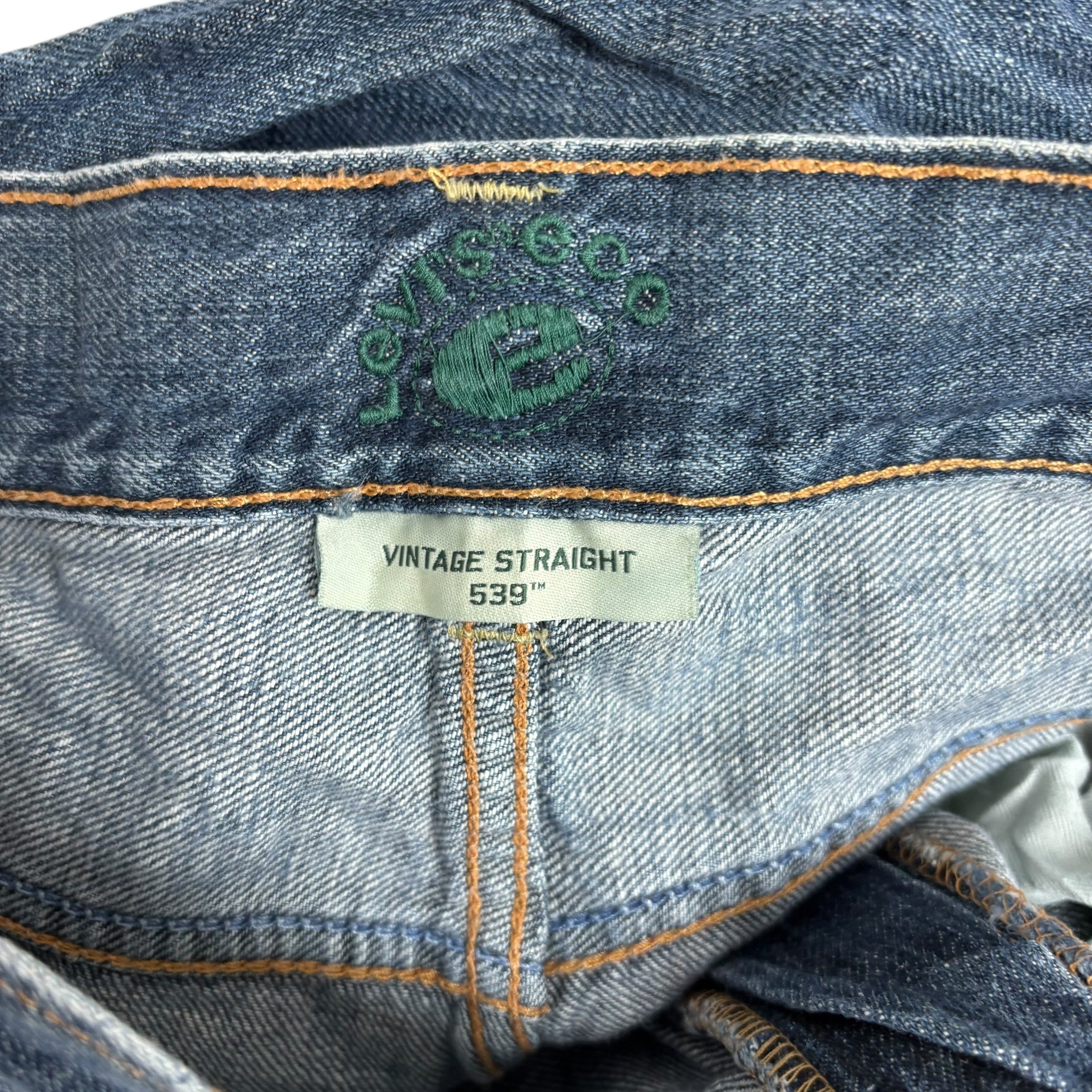 Levis 539 Jeans W34 L28 Mens Mid Blue Baggy Relaxed Straight Vintage Denim (E)