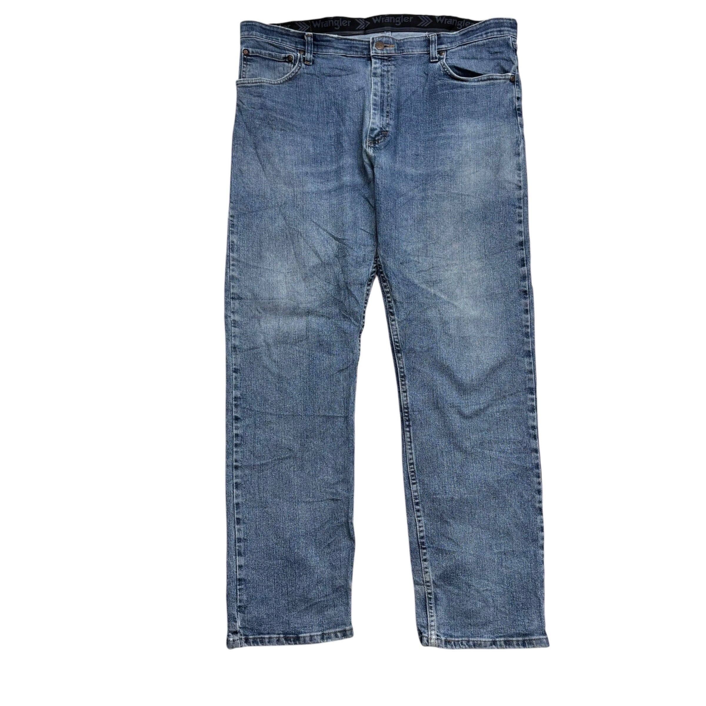 Wrangler Jeans W38 L30 Mens Mid Blue Regular Straight Fit Stretch Denim