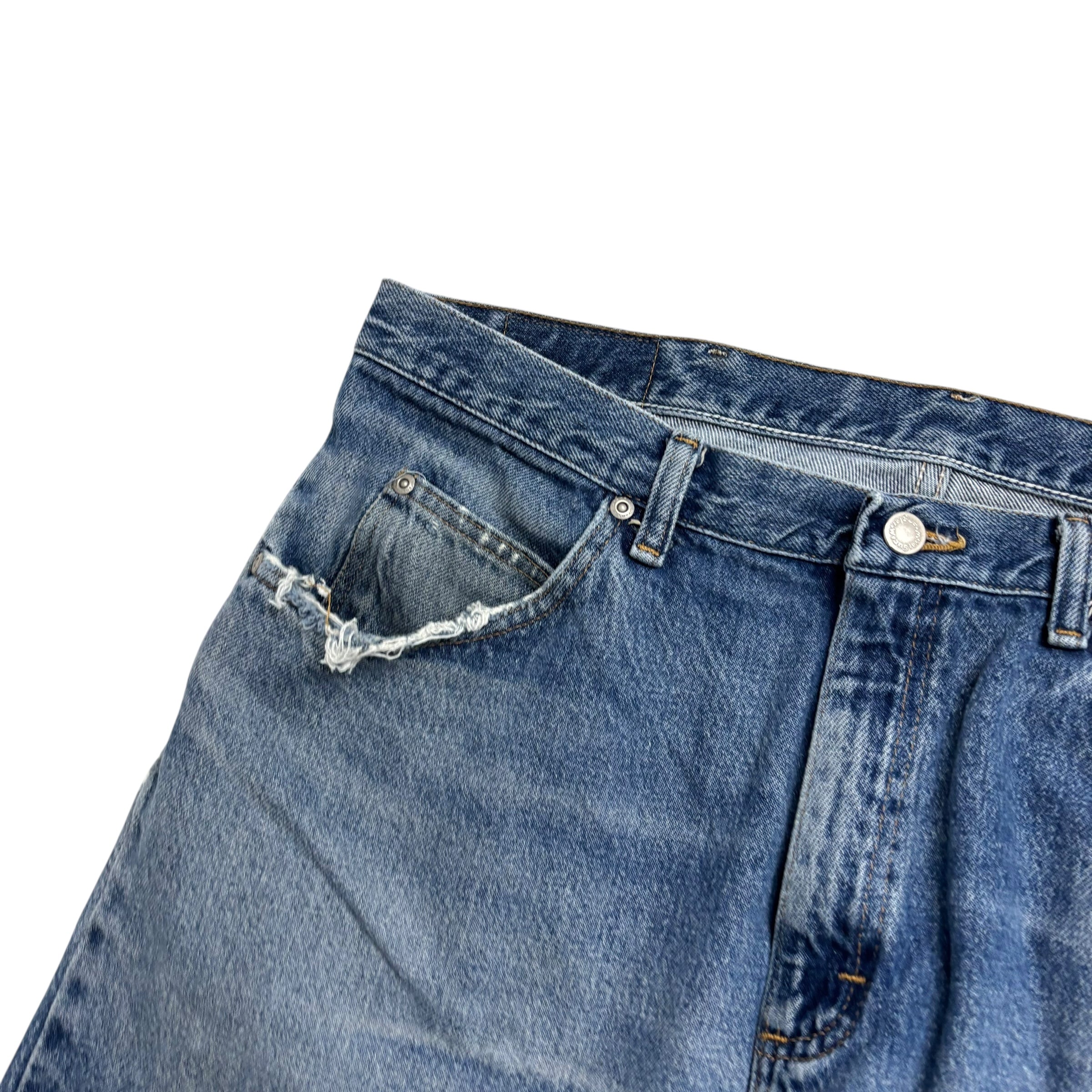 Wrangler Jeans W36 L30 Mens Mid Blue Relaxed Straight Fit Vintage Baggy (F)