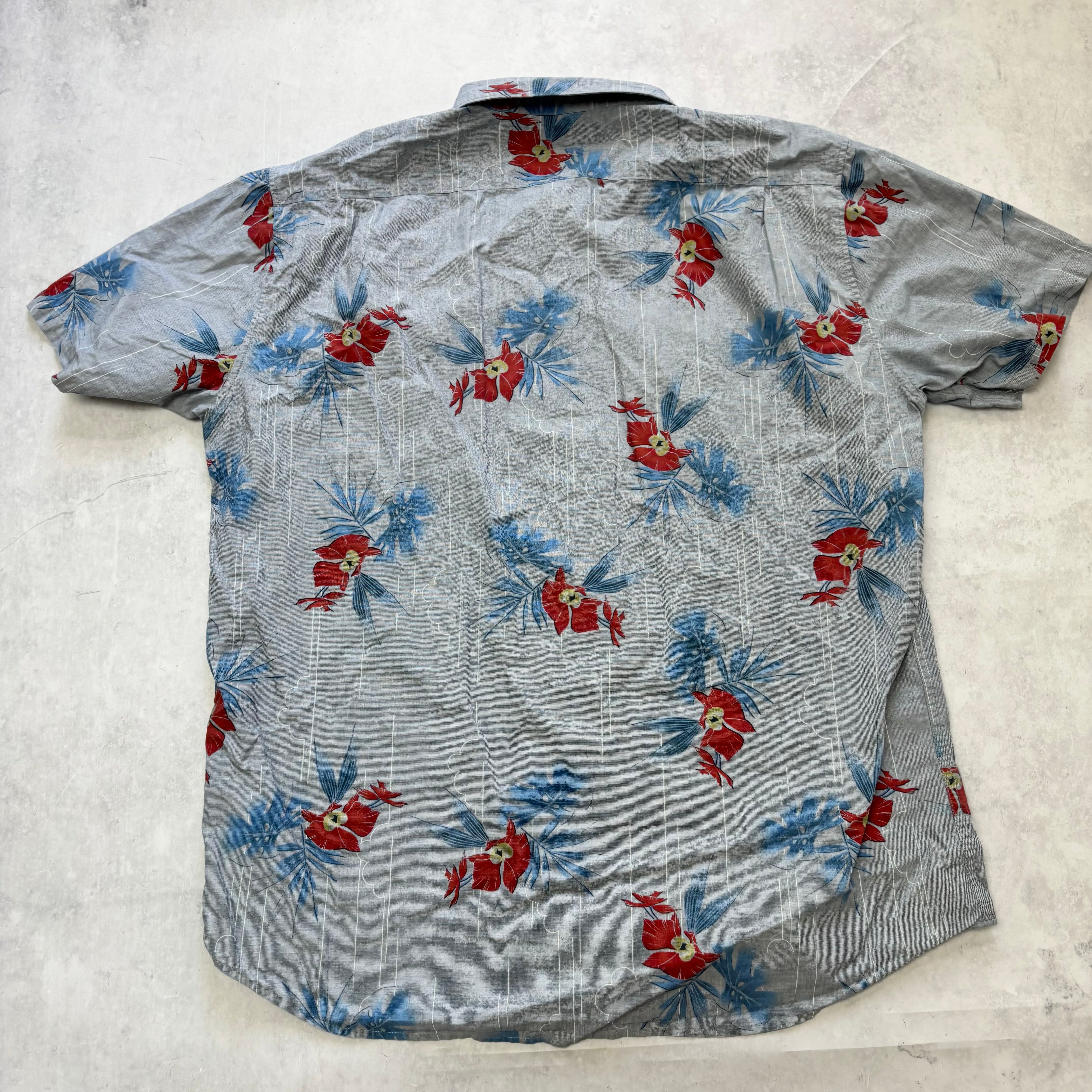 Billabong Hawaiian Shirt Mens XXL Blue Floral Aloha Short Sleeve Cotton (E)