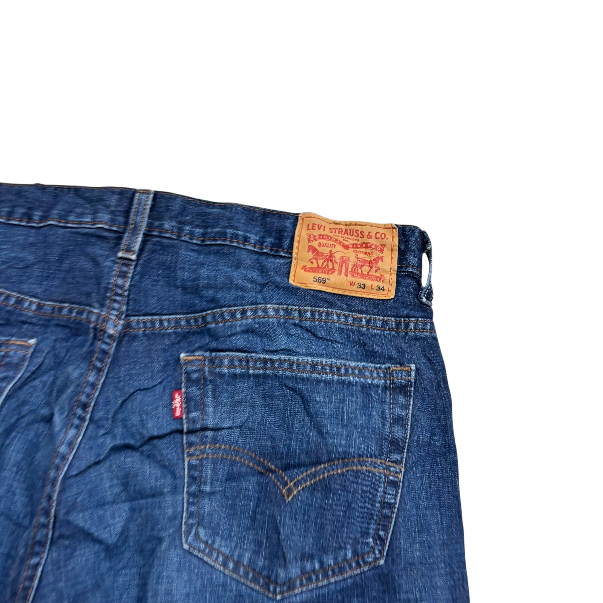 Levis 569 Jeans W33 L34 Mens Dark Blue Baggy Relaxed Straight Fit Denim
