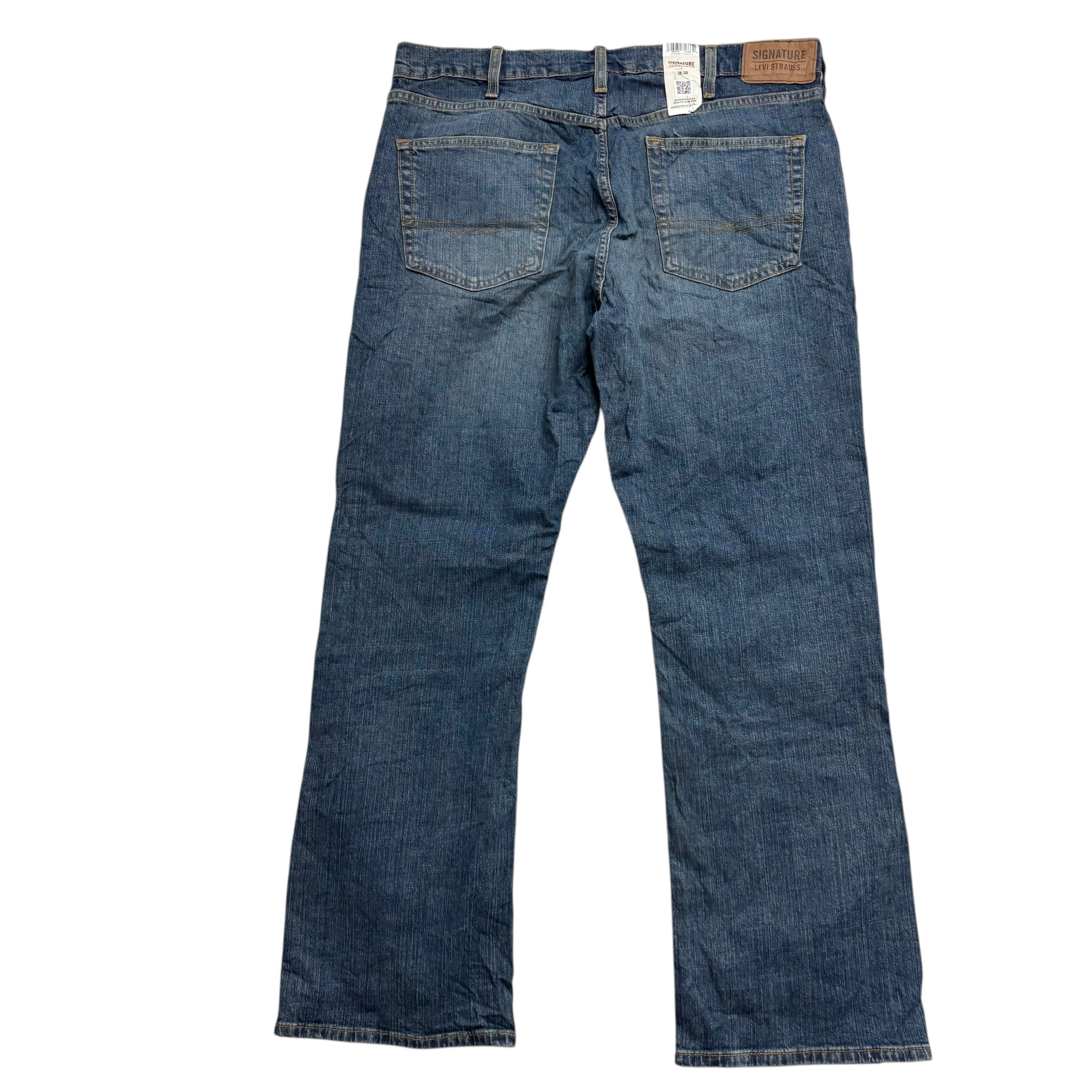 Levis Signature Jeans W36 L30 Mens Mid Blue Regular Bootcut Fit Stretch (E)